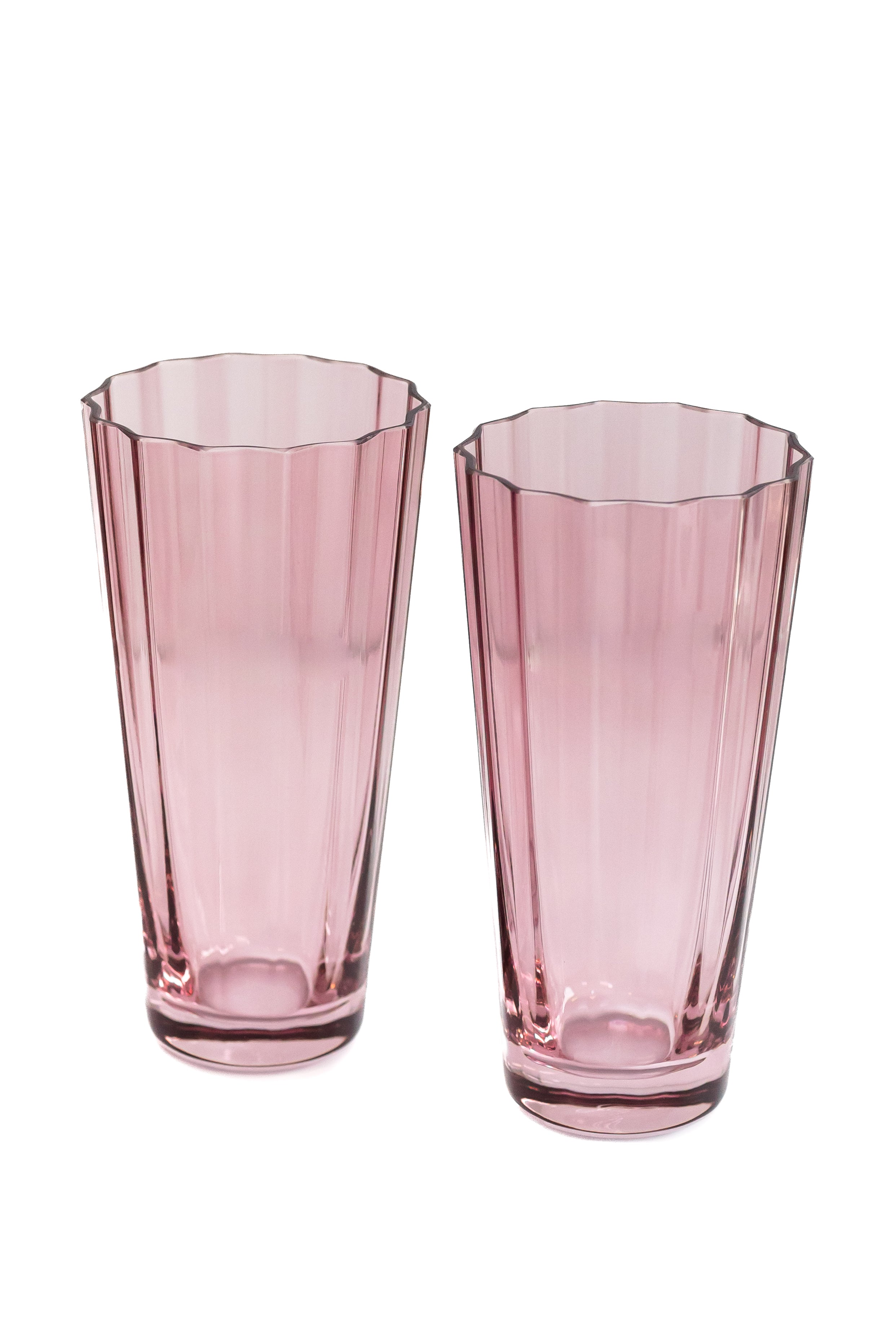Estelle Colored Sunday Highball Glasses Set of 2 - Rose Pink Barware for Cocktails, Iced Tea & Entertaining | Elegant Drinkware for Home Bar, Parties & Gifts