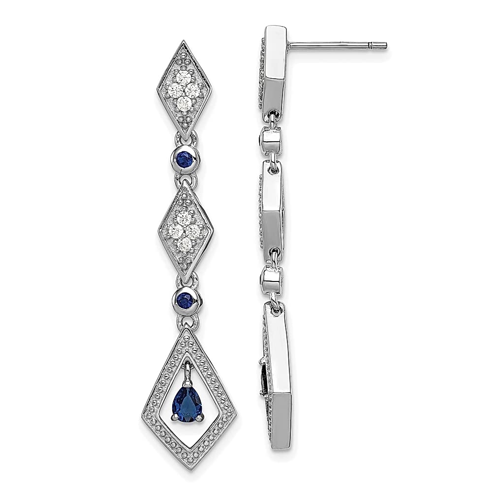 925 Sterling Silver Dark Blue Cubic Zirconia Drop Dangle Earrings | Elegant Chandelier Post Stud Fine Jewelry for Women | Perfect Gift for Her | Birthday, Anniversary & Special Occasion Jewelry Accessories