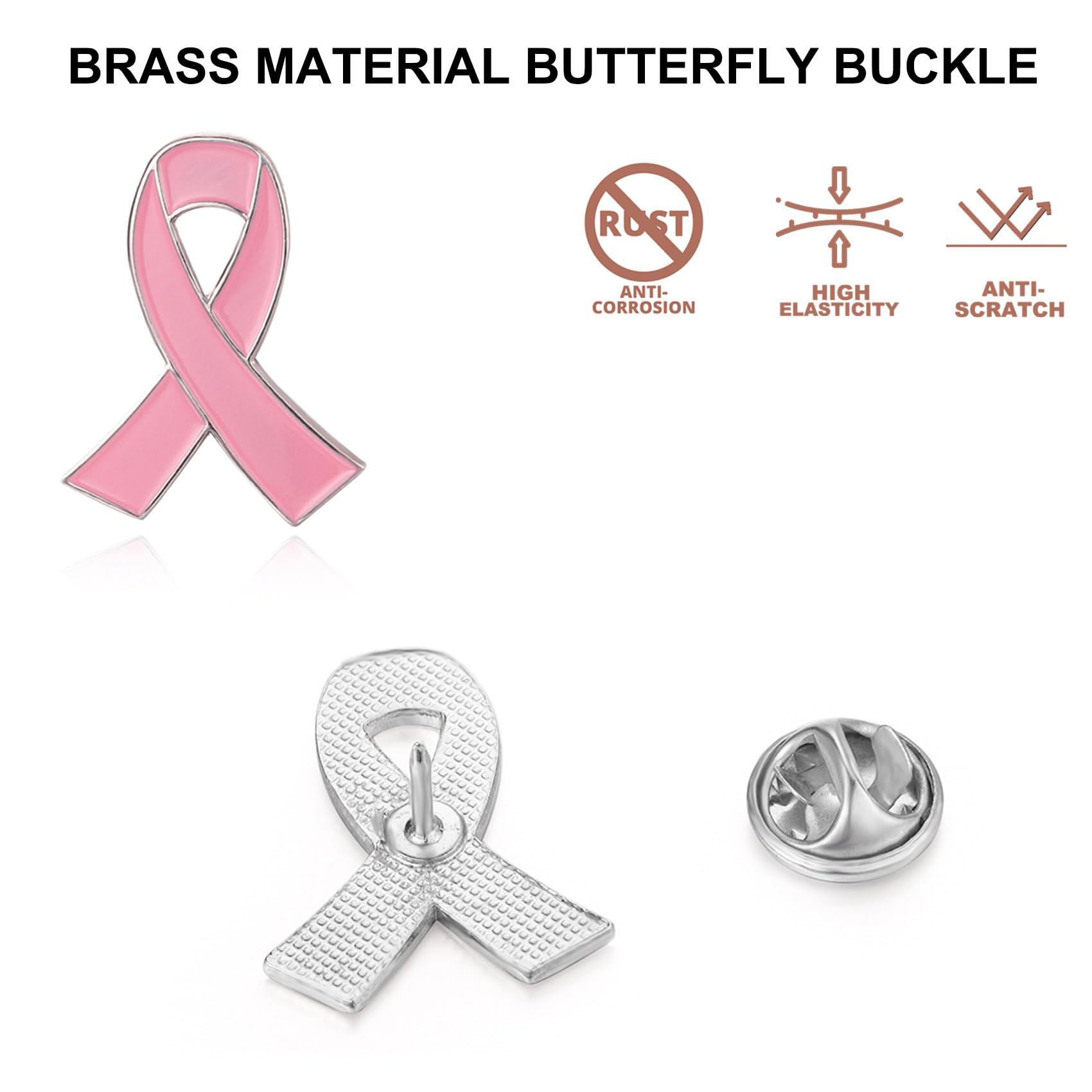2/20/50Pcs Breast Cancer Awareness Ribbon Pins - Pink Lapel Pins for Women & Men, Support Survivors - Perfect for Charity Events, Fundraisers, Office Wear & Awareness Campaigns