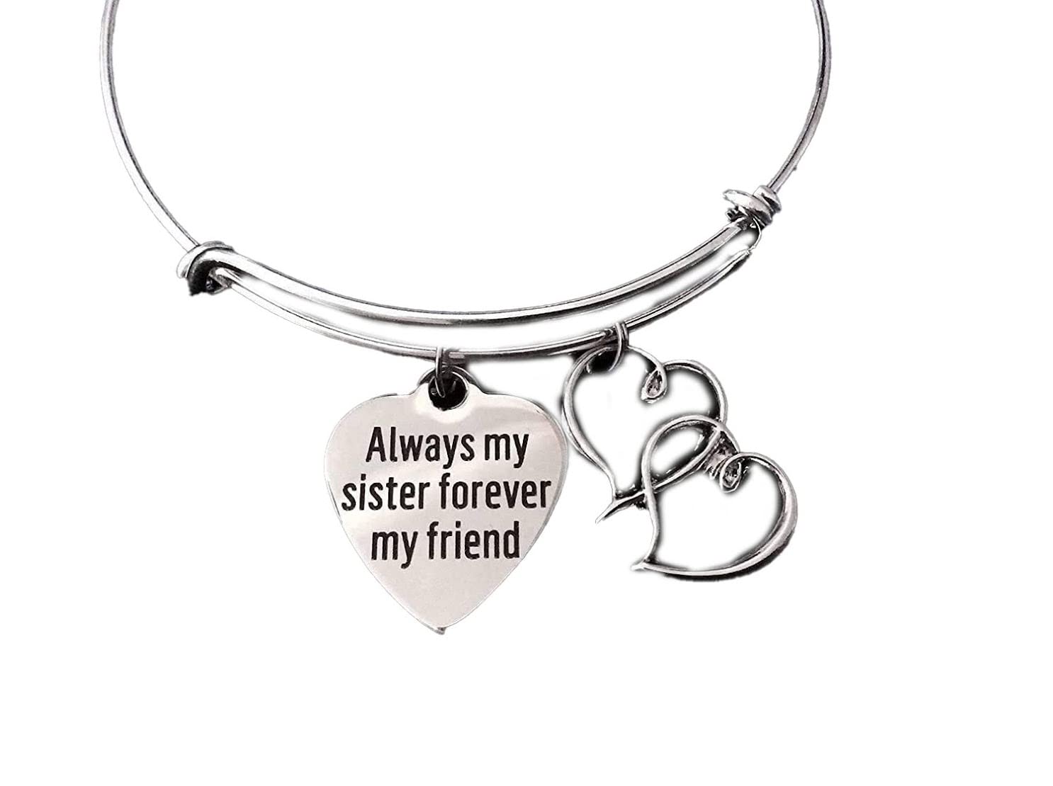 Personalized Sister Bracelet - Adjustable Silver Bangle Gift for Best Friends & Sisters | Birthday Present