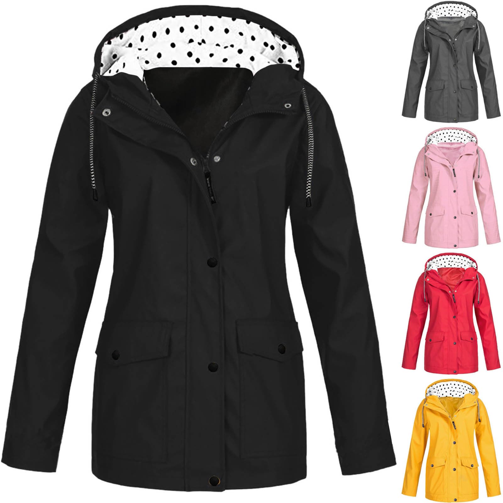 TIMIFIS Women's Waterproof Raincoat with Hood - Plus Size Lightweight Rain Jacket for Women, Trendy Winter Outerwear with Pockets - Perfect for Commuting, Hiking & Outdoor Activities