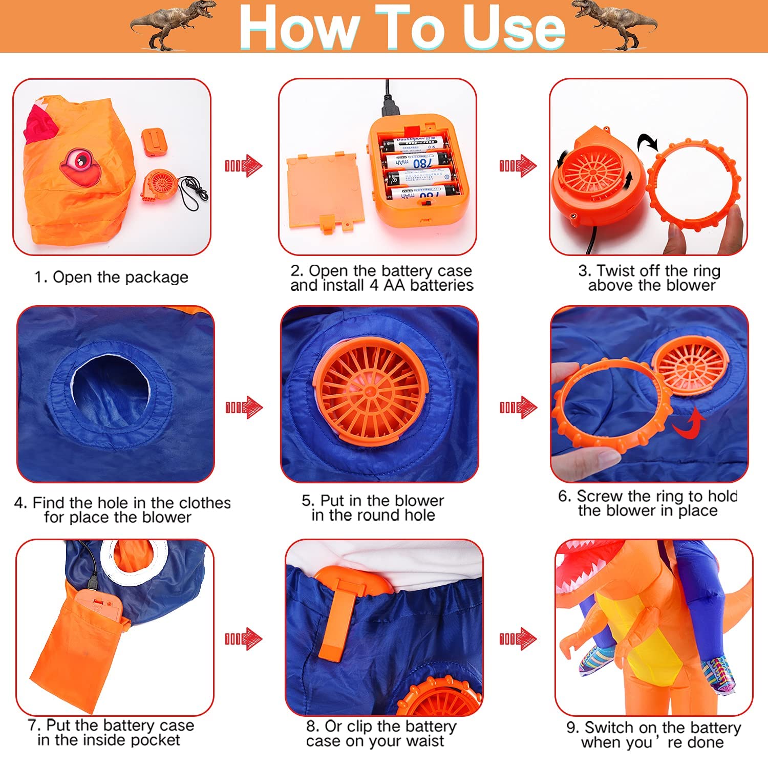 2 Pack Mini Blower Fan for Inflatable Costumes - Halloween Party Accessory