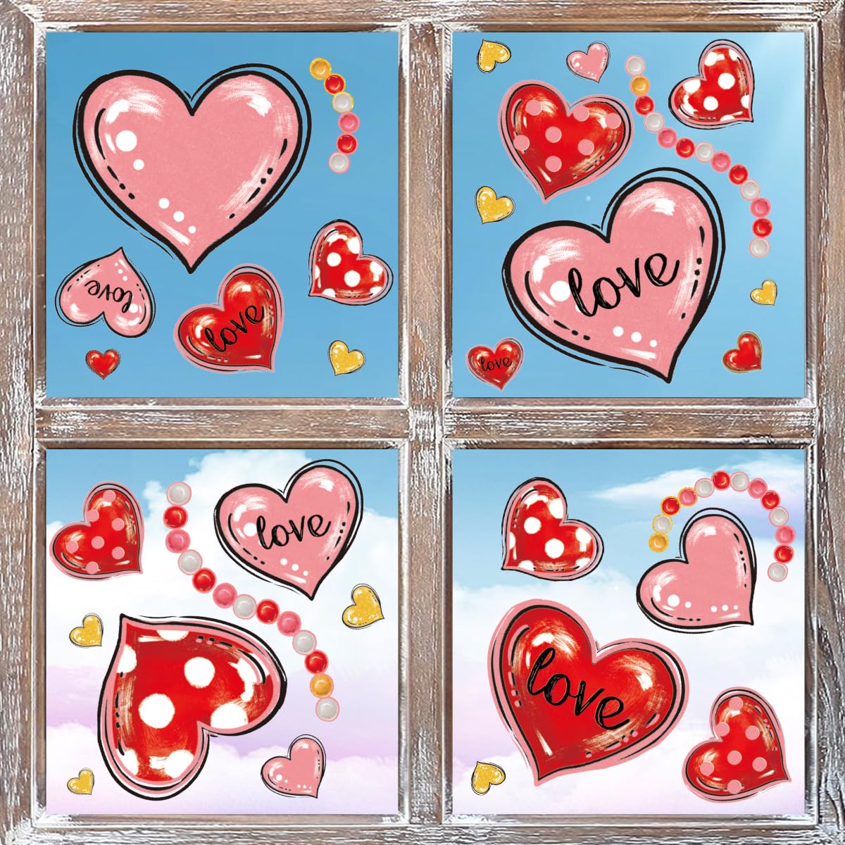 Horaldaily 70 PCS Valentine's Day Window Cling Stickers - Pink & Red Heart Decorations for Home, Party, Shop Windows & Glass Displays - Perfect for Valentine's Decor, Wedding, Anniversary & Romantic Events