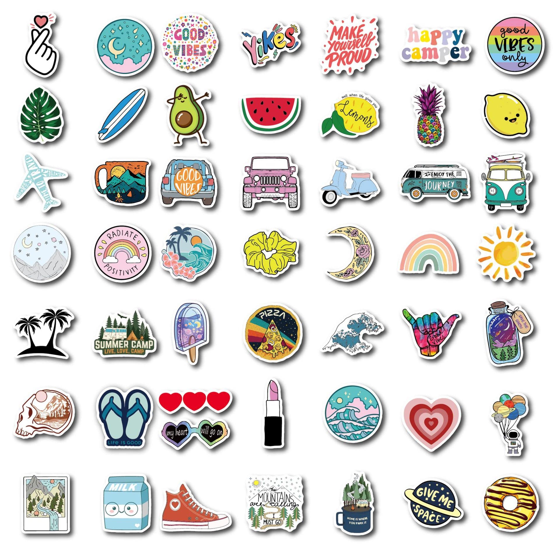 100 Pcs Waterproof Vinyl Stickers - Cute Animal, Floral & Nature Designs - Perfect for Laptop, Phone, Luggage Decoration - Great for Party Favors, Goodie Bags & DIY Crafts - Positive Vibe Motivational Stickers for Kids & Adults