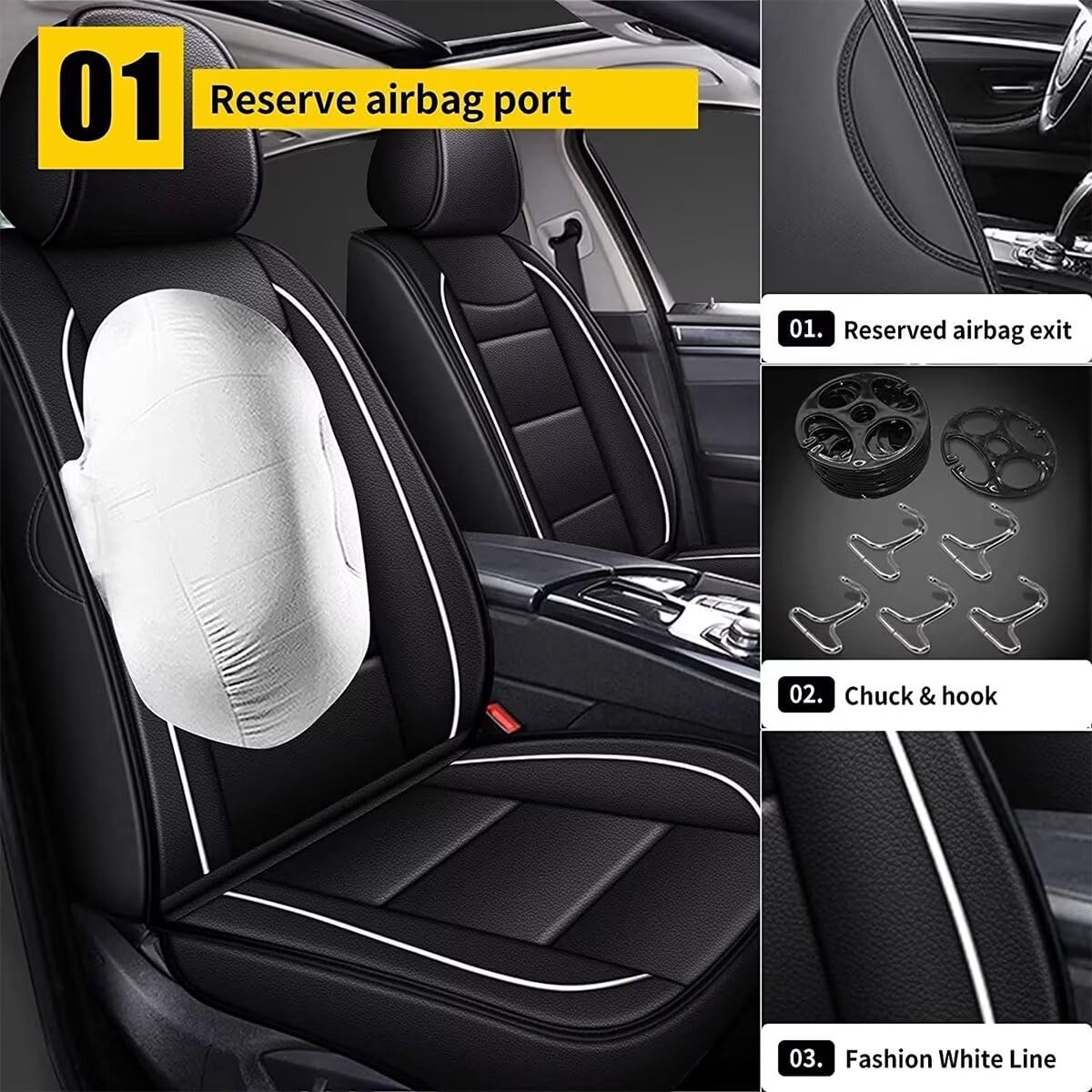 Premium Faux Leather Car Seat Covers for Kia Forte 2010-2024 - 2-Piece Front Set in Black | Universal Fit, Comfort & Protection | Perfect for Daily Commute, Road Trips & Car Interior Upgrade