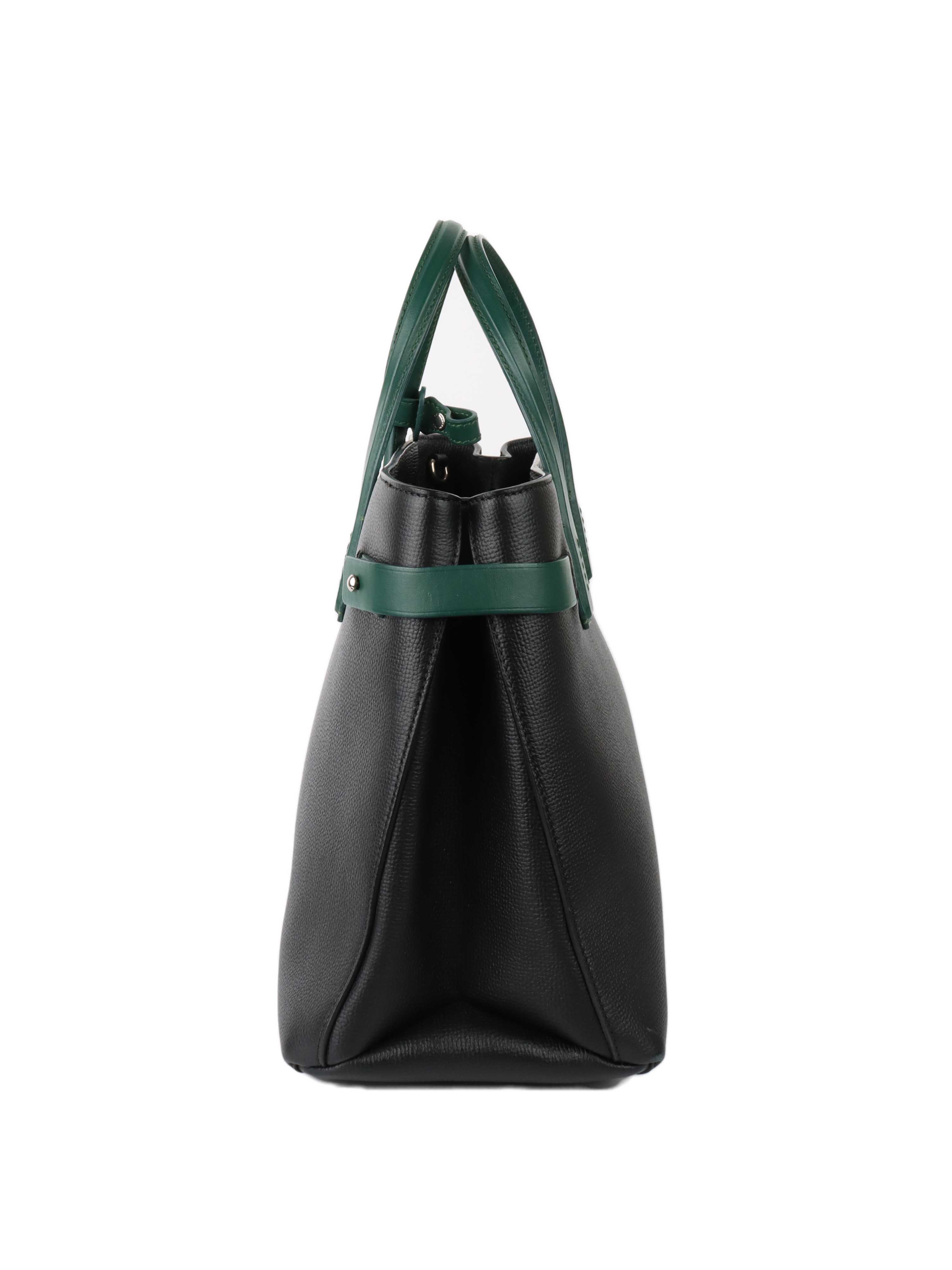 Burberry Black and Green Leather Tote Bag for Women - Luxury Designer Handbag for Work, Travel & Everyday Use