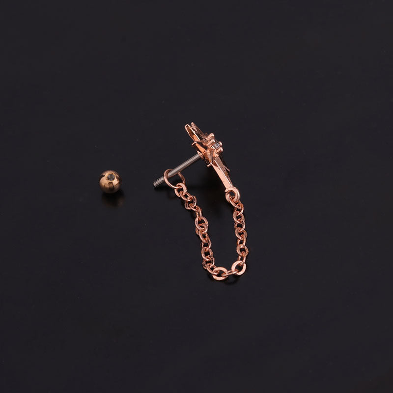 20G Celestial Two Hole Upper Lobe Piercing Earrings - Sparkling Star Studs for Cartilage & Helix - Perfect for Daily Wear & Special Occasions
