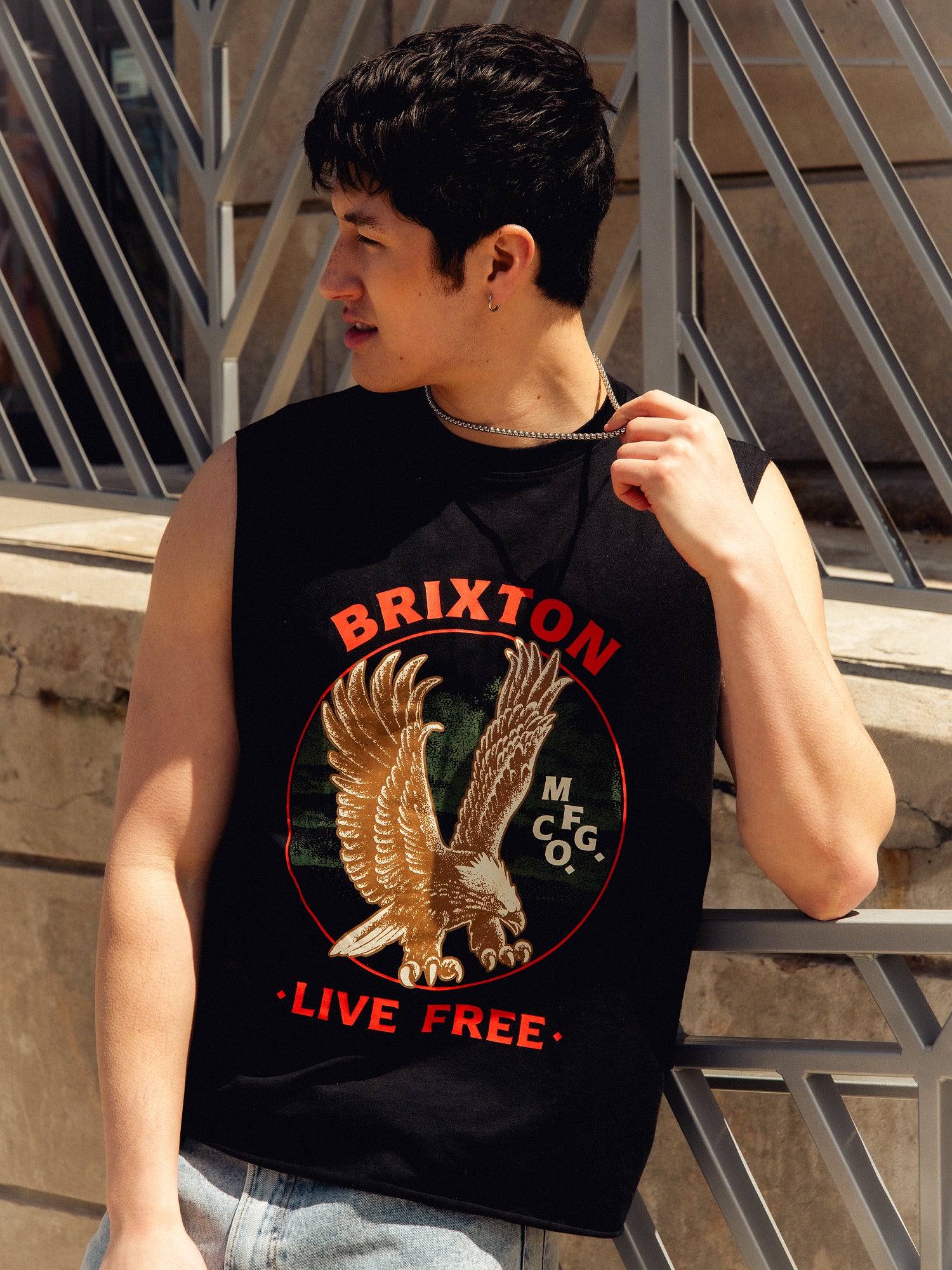 BRIXTON LIVE FREE MUSCLE TANK TOP - BLACK | Men's Sleeveless Workout Shirt for Gym, Running & Summer Outfits