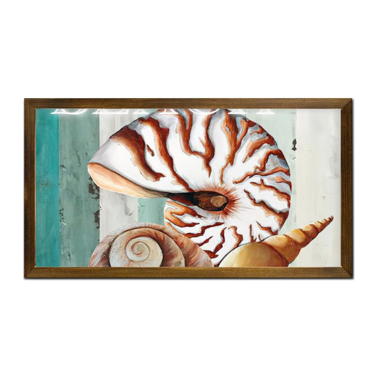 12x22in Wooden Grain Sea Snail Wall Decor Sign - Rustic Farmhouse Style Wall Plaque for Bedroom, Living Room, Kitchen, Bathroom & Entryway - Easy to Hang Home Decoration for Coastal, Beach House or Nautical Theme Rooms
