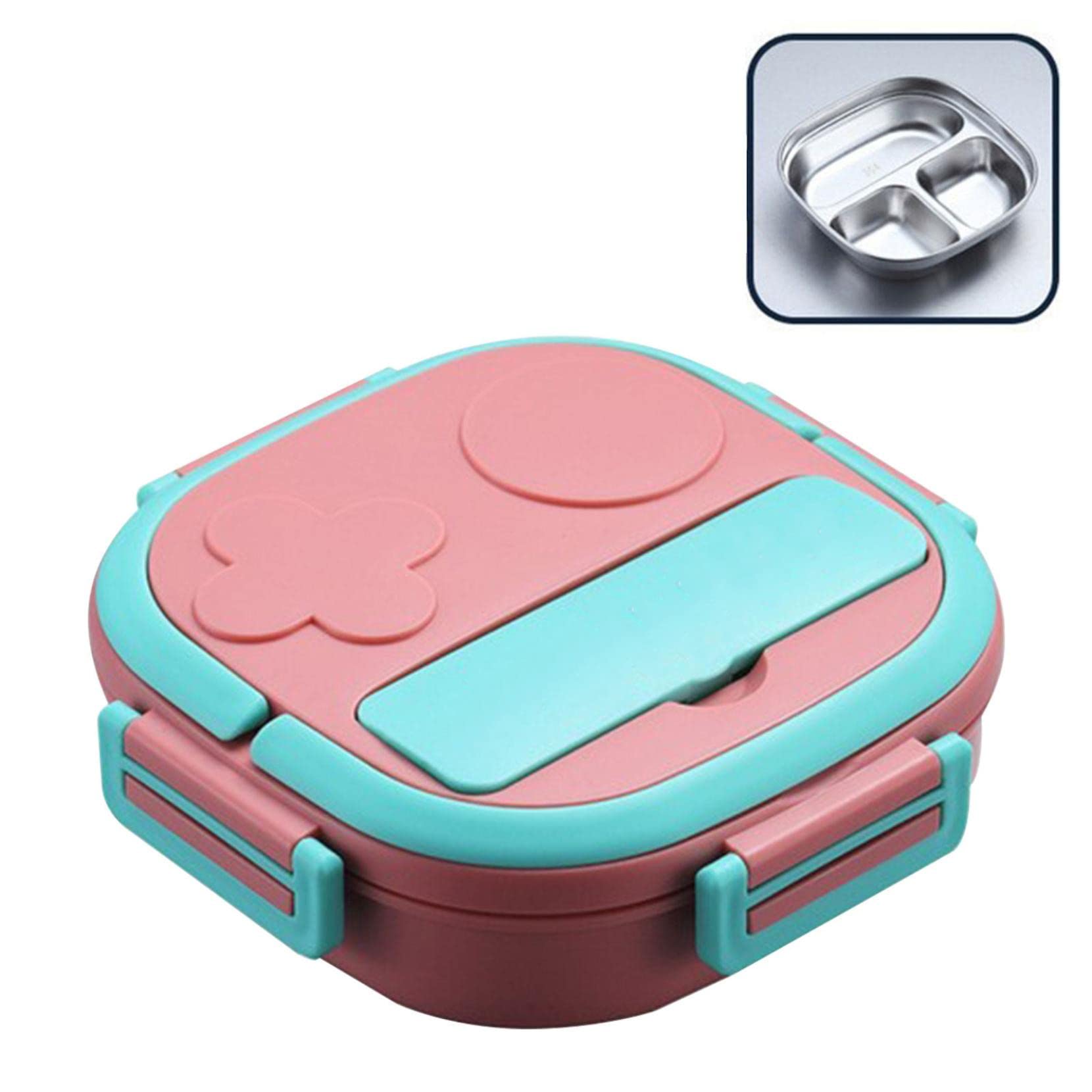 Stainless Steel Lunch Box with Lid - Large Capacity 3-Compartment Robot Shaped Food Container, Stackable 304 Stainless Steel Bento Box for Kids, Adults - Perfect for School, Office, Picnics & Outdoor Dining (Pink)