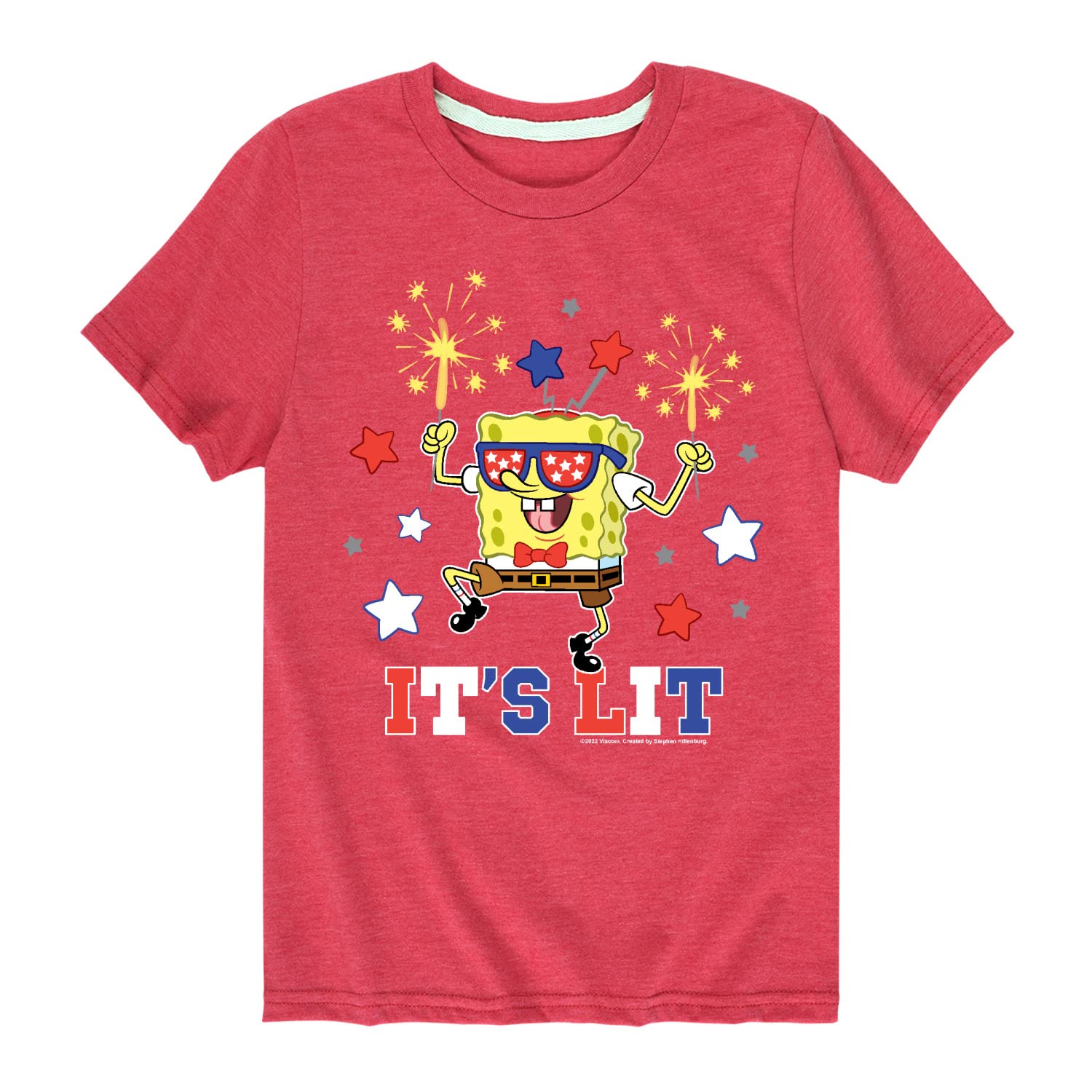 HYBRID APPAREL Spongebob Squarepants It's Lit Graphic T-Shirt for Toddler & Youth - Fun Cartoon Short Sleeve Tee for Kids Playtime, Birthday Parties & Casual Wear