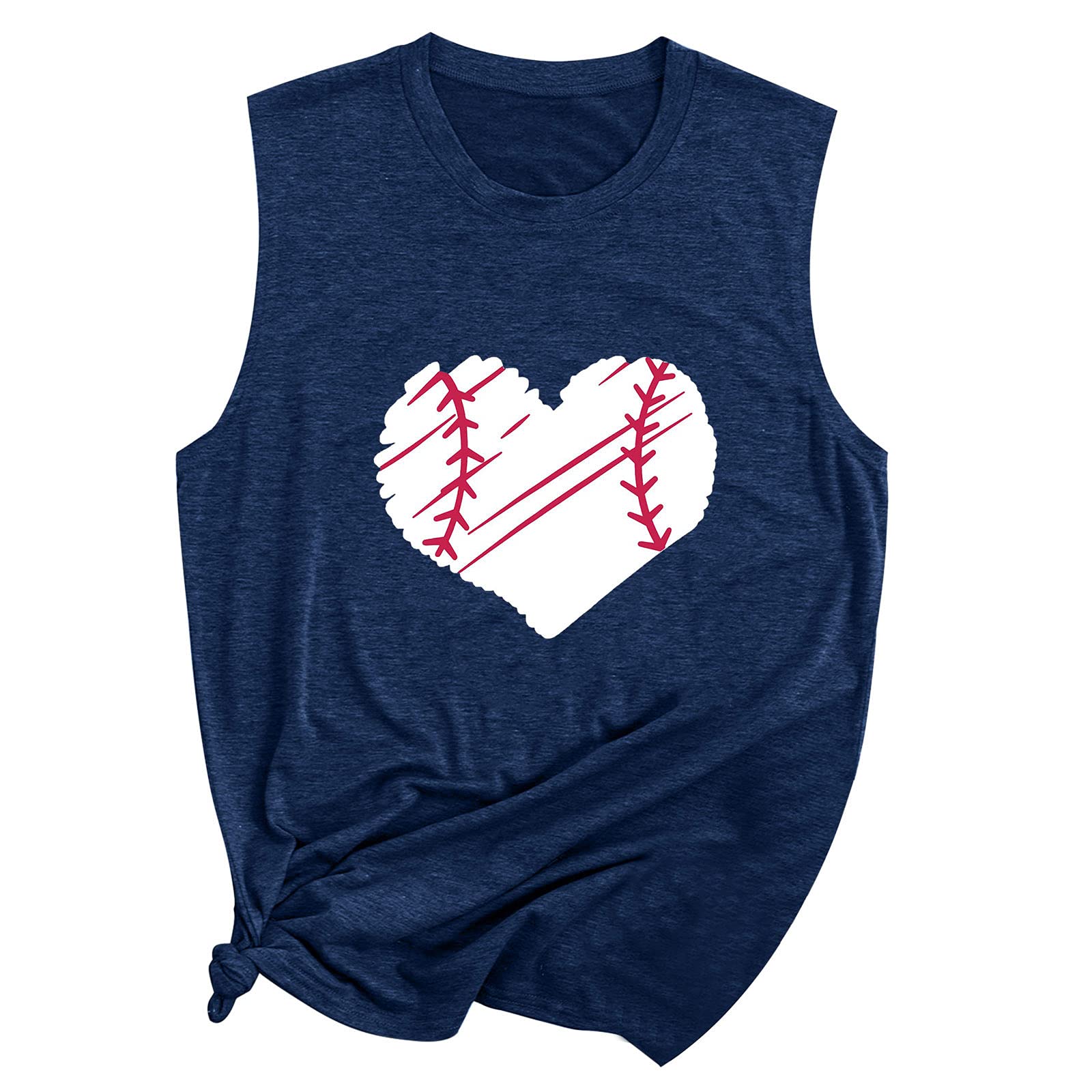 Women's Baseball Love Graphic Tank Top - Summer Sleeveless Tee Shirt in Solid Colors | Casual Wear, Gym, Beach Outfits & Sports Events