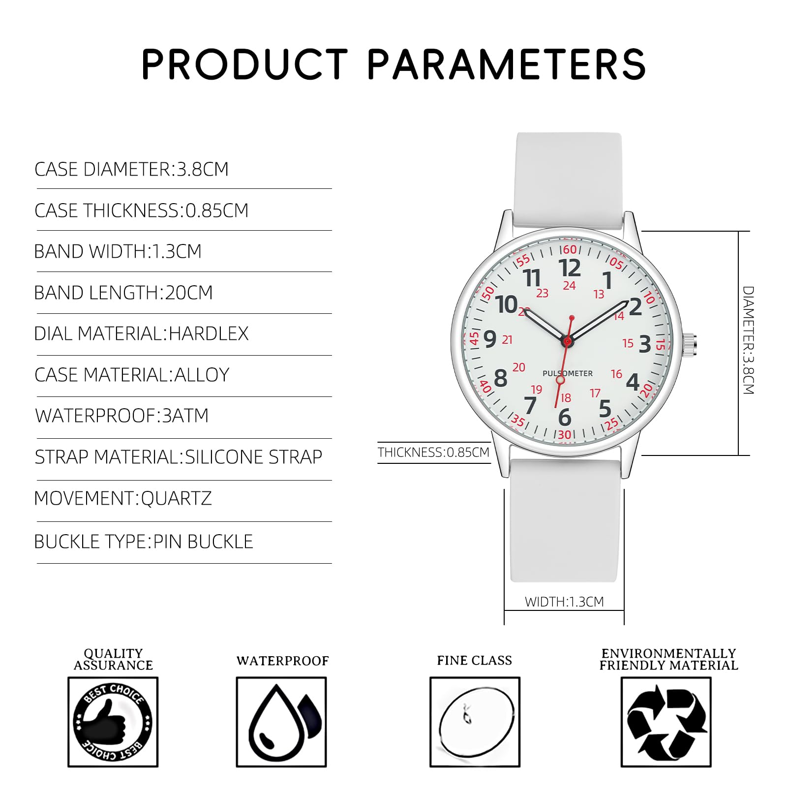 Nurse Watch for Women - Easy Read Dial, Silicone Band, Water Resistant | Perfect for Medical Shifts & Daily Use