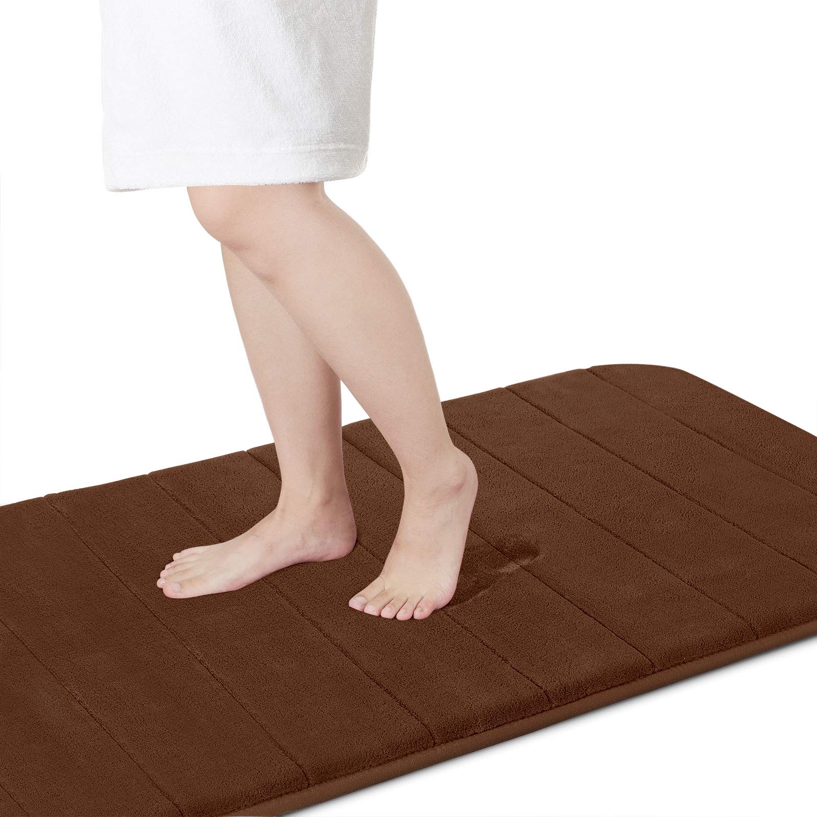 Yimobra Memory Foam Bath Mat - Extra Large 44x24 Inches, Ultra Soft & Absorbent, Non-Slip Bathroom Rug, Machine Washable, Quick-Dry & Comfortable for Shower, Tub & Bathroom Floor - Brown