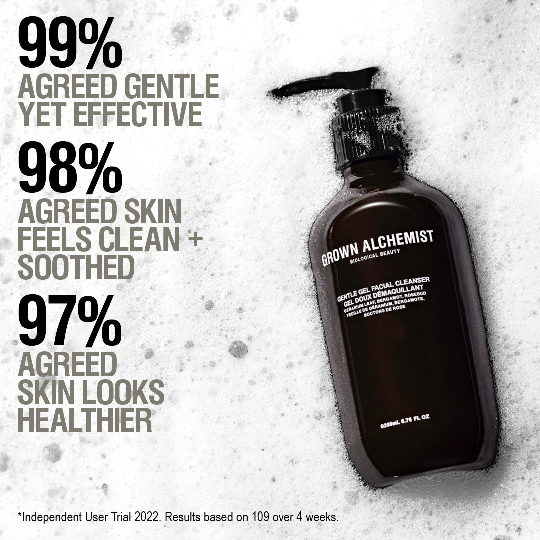 Grown Alchemist Gentle Gel Facial Cleanser with Geranium Leaf, Bergamot & Rosebud - Hydrating Face Wash for Sensitive Skin - Perfect for Morning & Night Skincare Routine