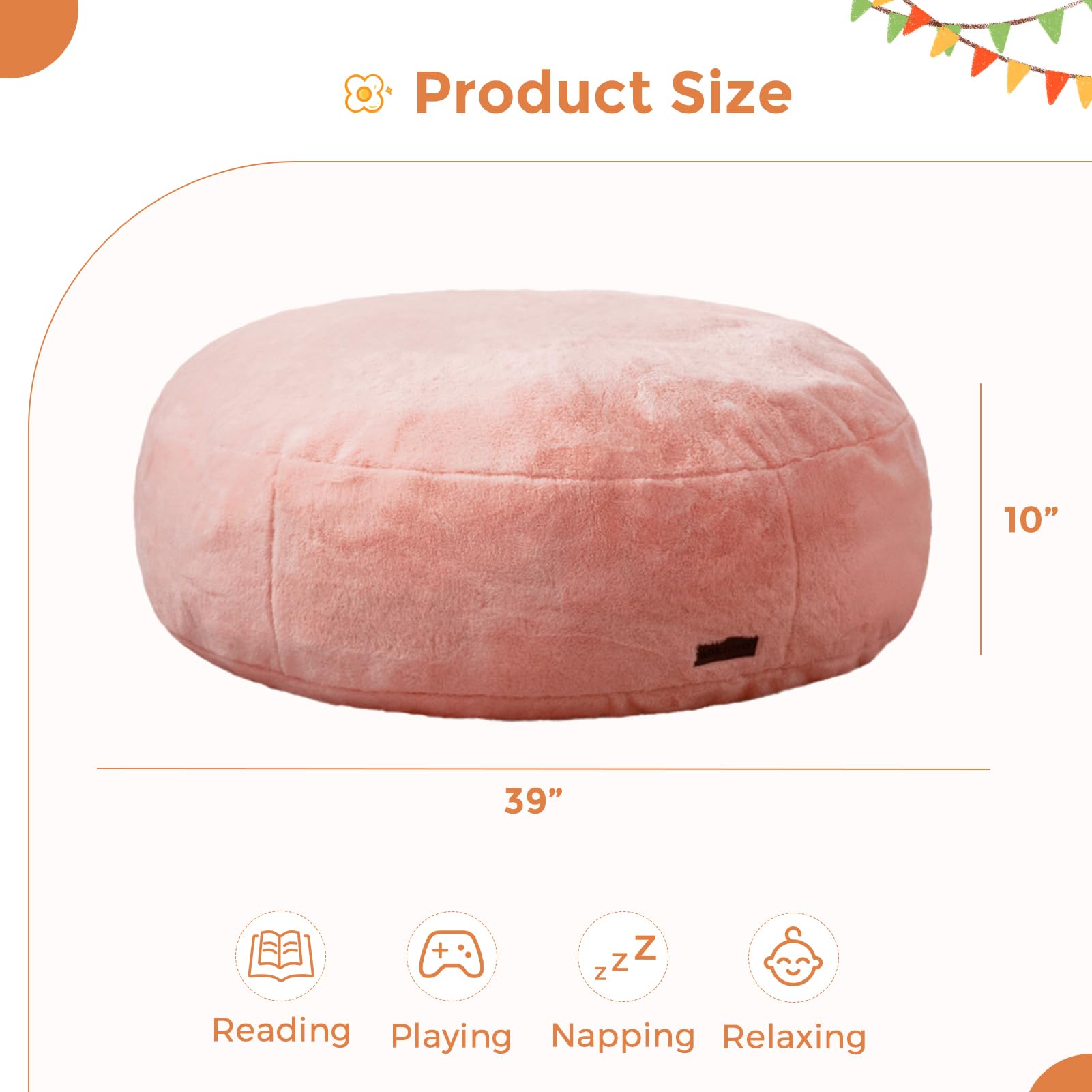 MAXYOYO 3-in-1 Kids Bean Bag Chair Bed - Convertible Faux Fur Floor Sofa for Children's Room, Gaming & Reading (Pink) | Perfect for Playroom, Bedroom & Dorm Decor