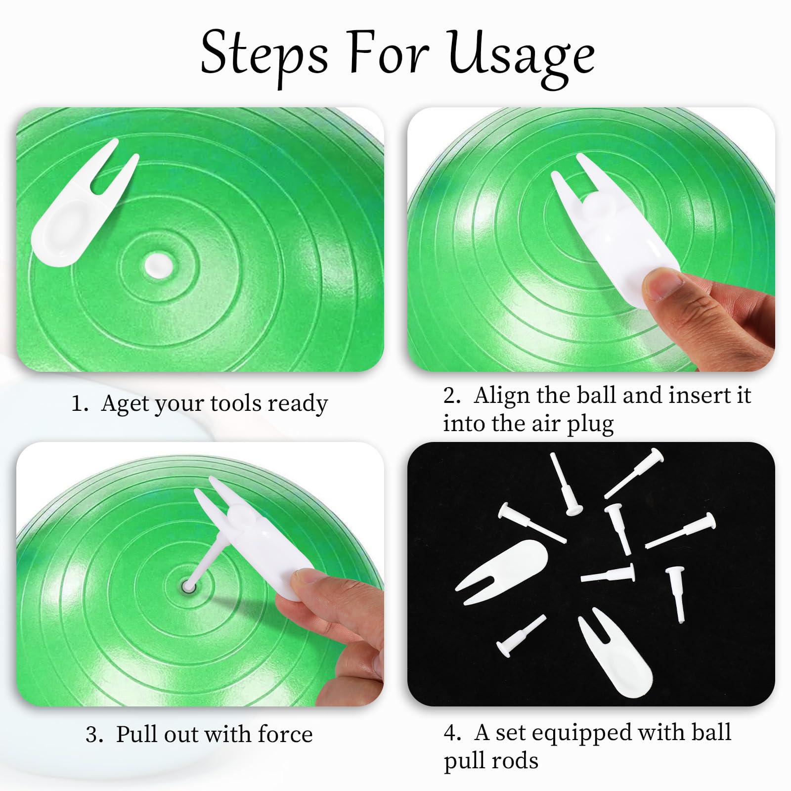 12-Piece Exercise Ball Plug Replacement Kit - Yoga Ball Fitness Air Stopper Plug Pin Adapter Set for Inflatable Exercise Balls, Beds & Pools - Perfect for Gym, Home Workouts & Water Activities