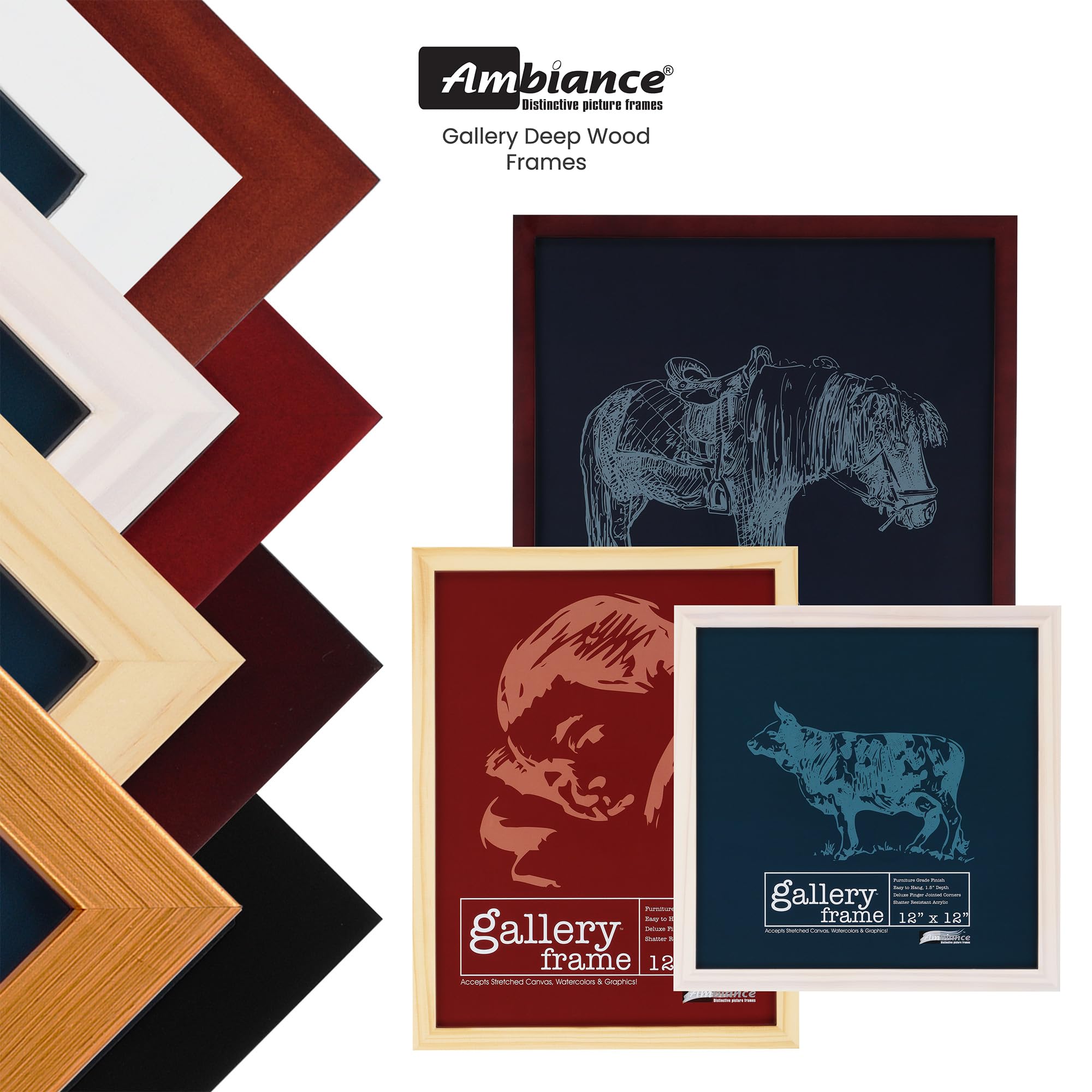 24x24 Inch Wood Picture Frames Set of 4 - 1.5