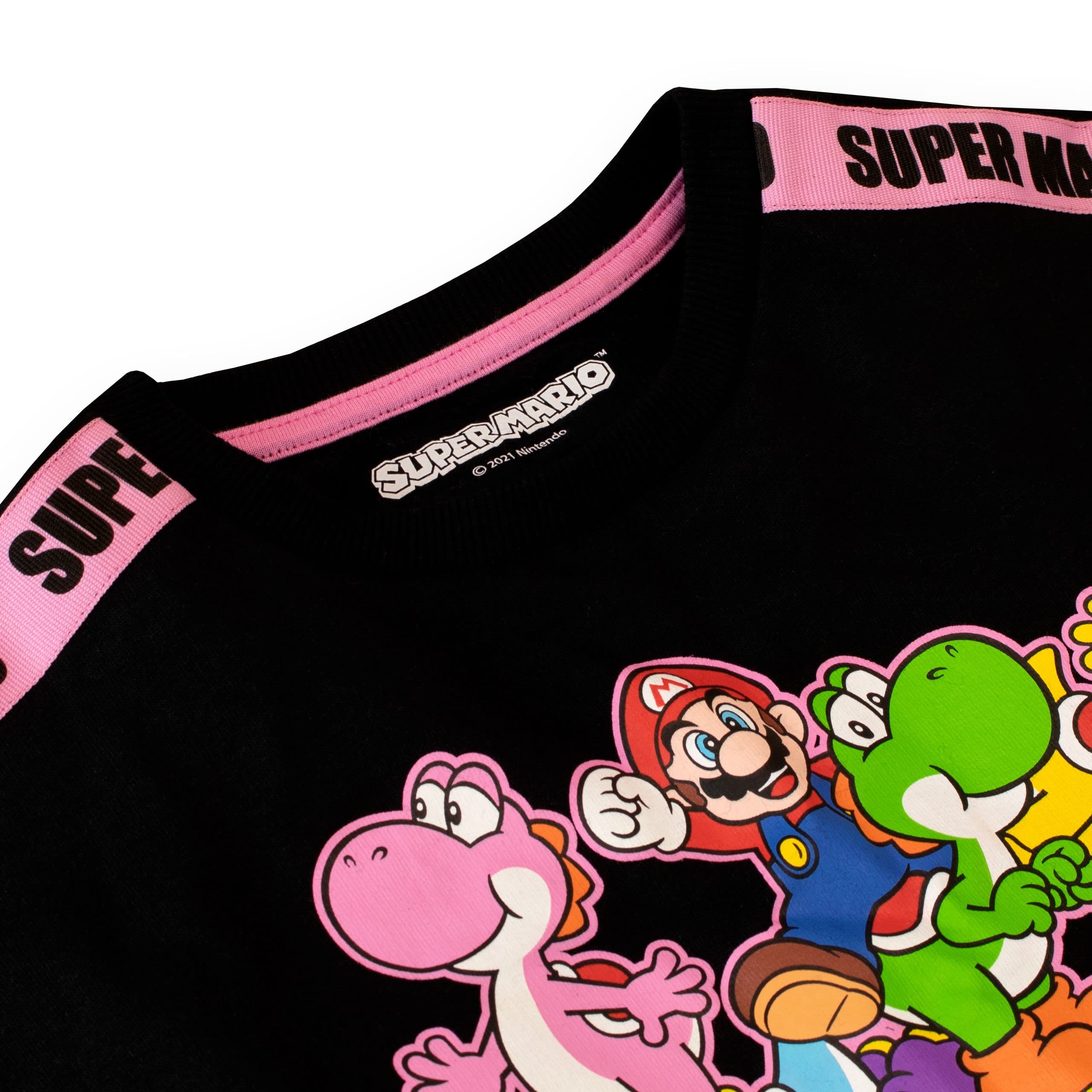 Super Mario Bros Girls Gaming Sweatshirt - Cropped Long Sleeve Jumper for Kids - Cute Video Game Themed Hoodie for Gaming, Cosplay & Everyday Wear