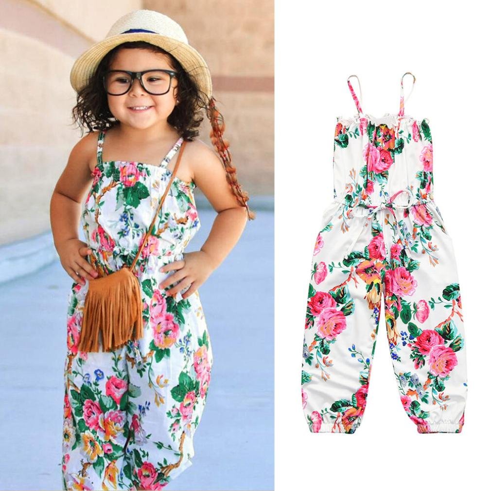 Moonker Baby Girls Floral Print Sleeveless Romper Jumpsuit - Soft Summer Outfit for Infants & Toddlers - Perfect for Playdates, Beach Trips & Outdoor Adventures