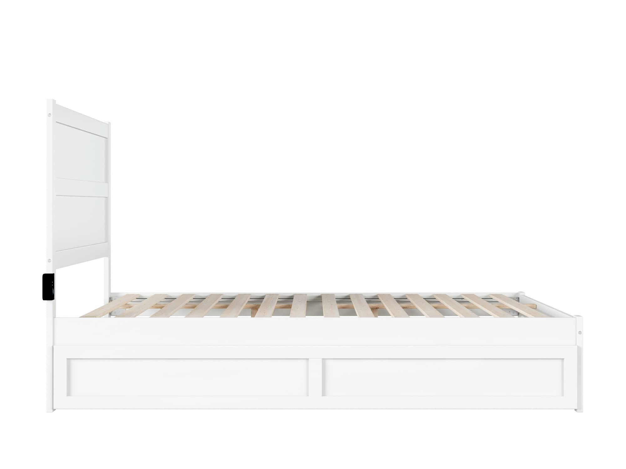 AFI NoHo Queen Size Platform Bed with Twin XL Trundle & USB Charging Station - Modern White Wooden Bed Frame with Storage Drawers | Perfect for Small Spaces, Guest Rooms & Multi-Functional Bedrooms