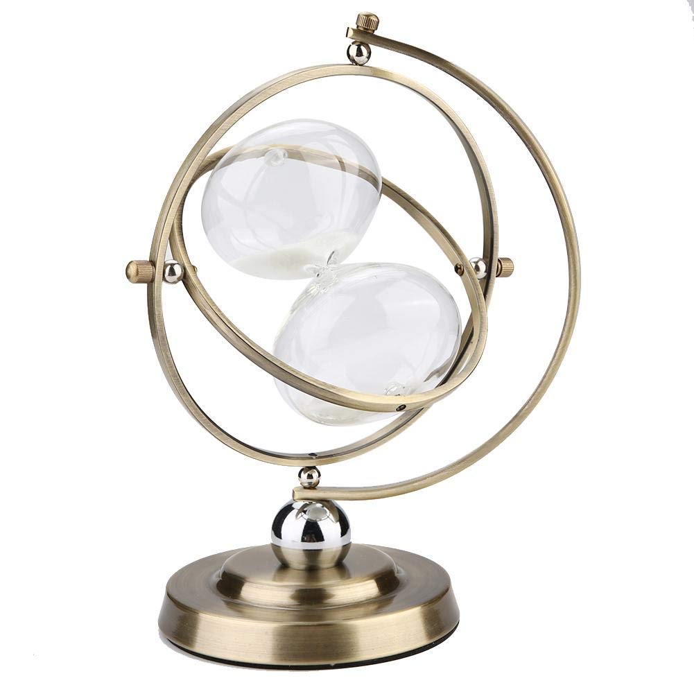 15-Minute Gold Metal Rotating Hourglass Timer - Classic Sand Glass Clock for Wine Sobering, Meditation & Productivity | Perfect for Living Room, Bedroom & Office Decor | Unique Gift for Halloween, Christmas & Valentine's Day (10.23 x 7.48 Inches)