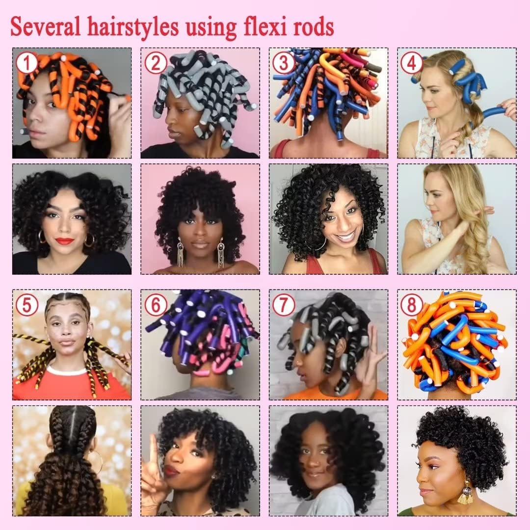 APOEM 10PCS Heatless Flexible Curling Rods - No Heat Soft Hair Twist Tight Curl Foam Rollers for Women & Girls - Long & Short Hair Curlers - Perfect for Overnight Styling, Beach Waves & Damage-Free Curls