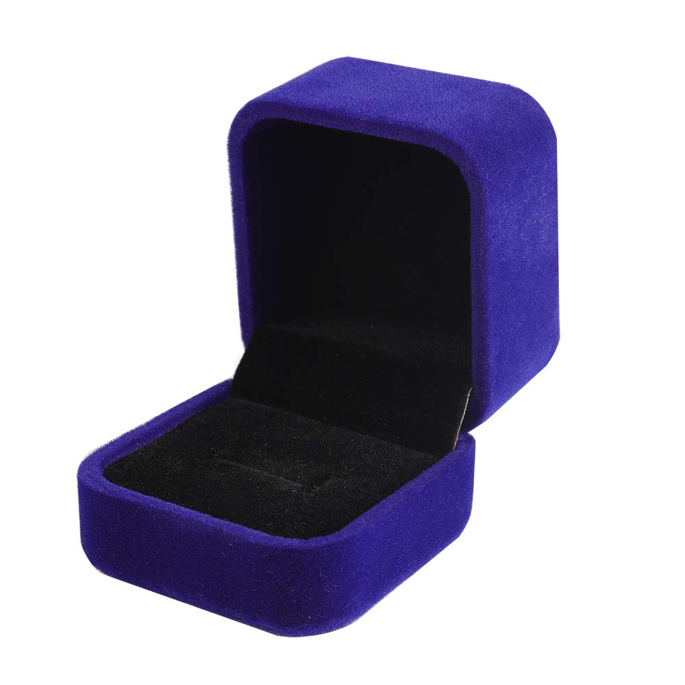 LamQee Velvet Jewelry Box - Engagement Ring Case, Earrings & Studs Holder, Wedding Proposal Gift Storage for Anniversary, Birthday, Valentine's Day - Elegant Blue Jewelry Display Organizer | Perfect for Proposals, Wedding Gifts & Jewelry Storage