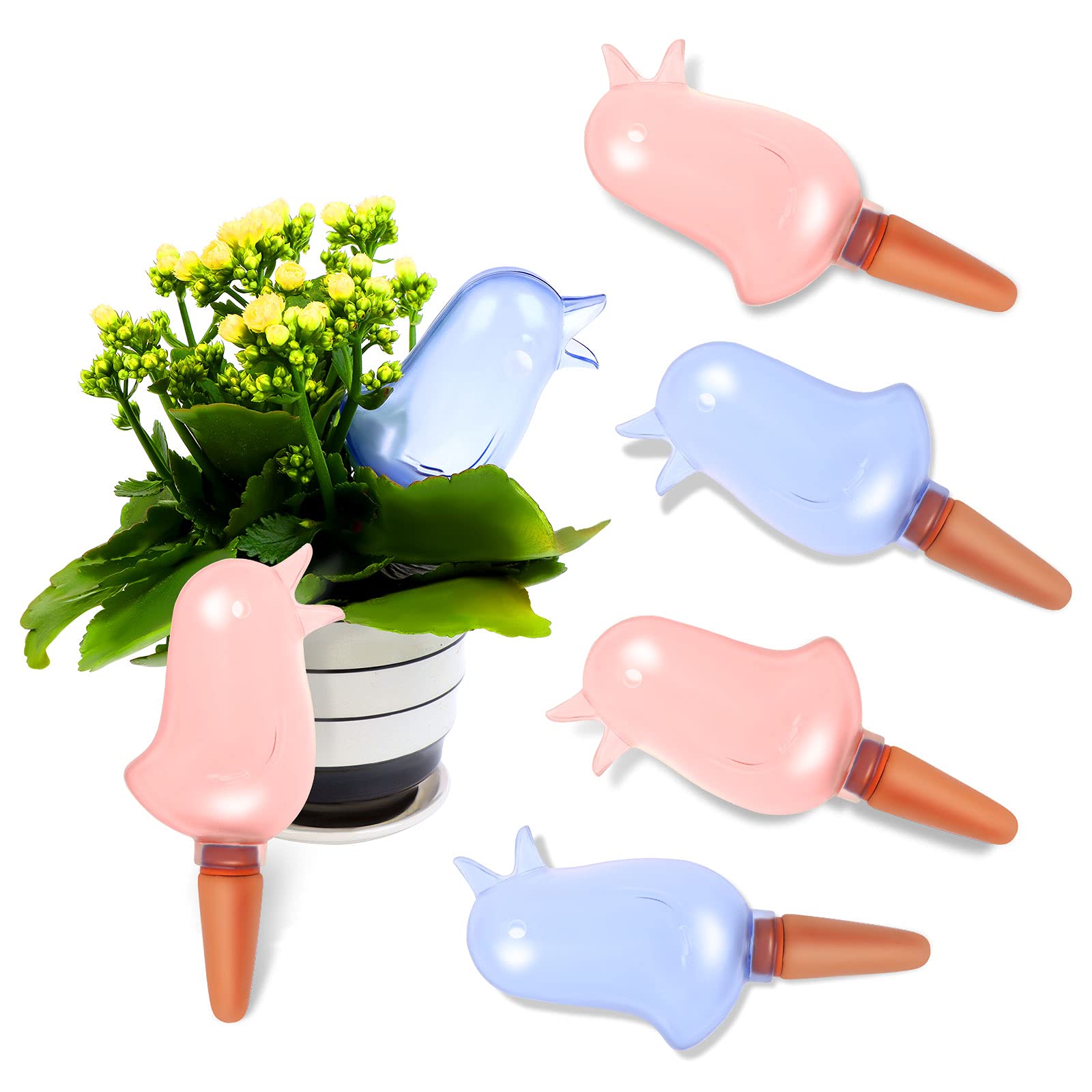 6 Pack Self Watering Spikes - Bird Shaped Automatic Plant Watering Globes for Potted Plants, Vacation Houseplant Care & Drip Irrigation System - Clear Watering Stakes for Indoor/Outdoor Use