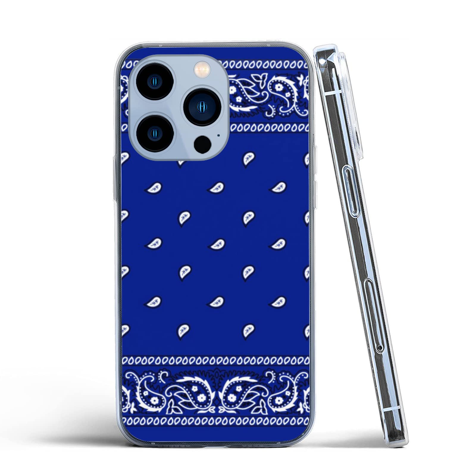 iPhone 13 Pro Max Clear Blue Waterproof Phone Case with Bandana Charm - Royal Accessories for Protection & Style | Perfect for Outdoor Activities, Travel & Everyday Use