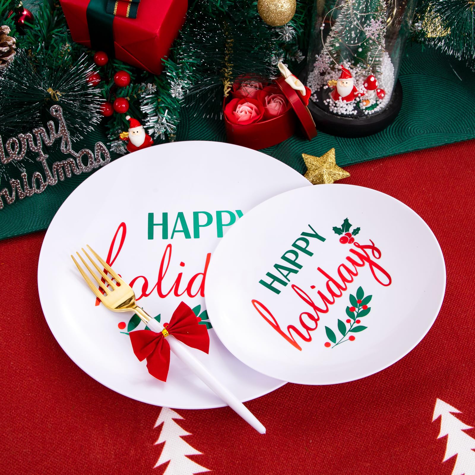 Supernal 150-Piece Easter Plastic Dinnerware Set - White & Gold Silverware, Disposable Party Plates with Happy Holiday Design - Perfect for Easter Celebrations, Holiday Gatherings & Festive Parties