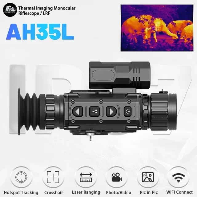 Thermal Imaging Monocular with Laser Rangefinder - IP67 Waterproof, Pseudo Color & Heat Detection - Perfect for Hunting, Wildlife Observation, and Security Surveillance