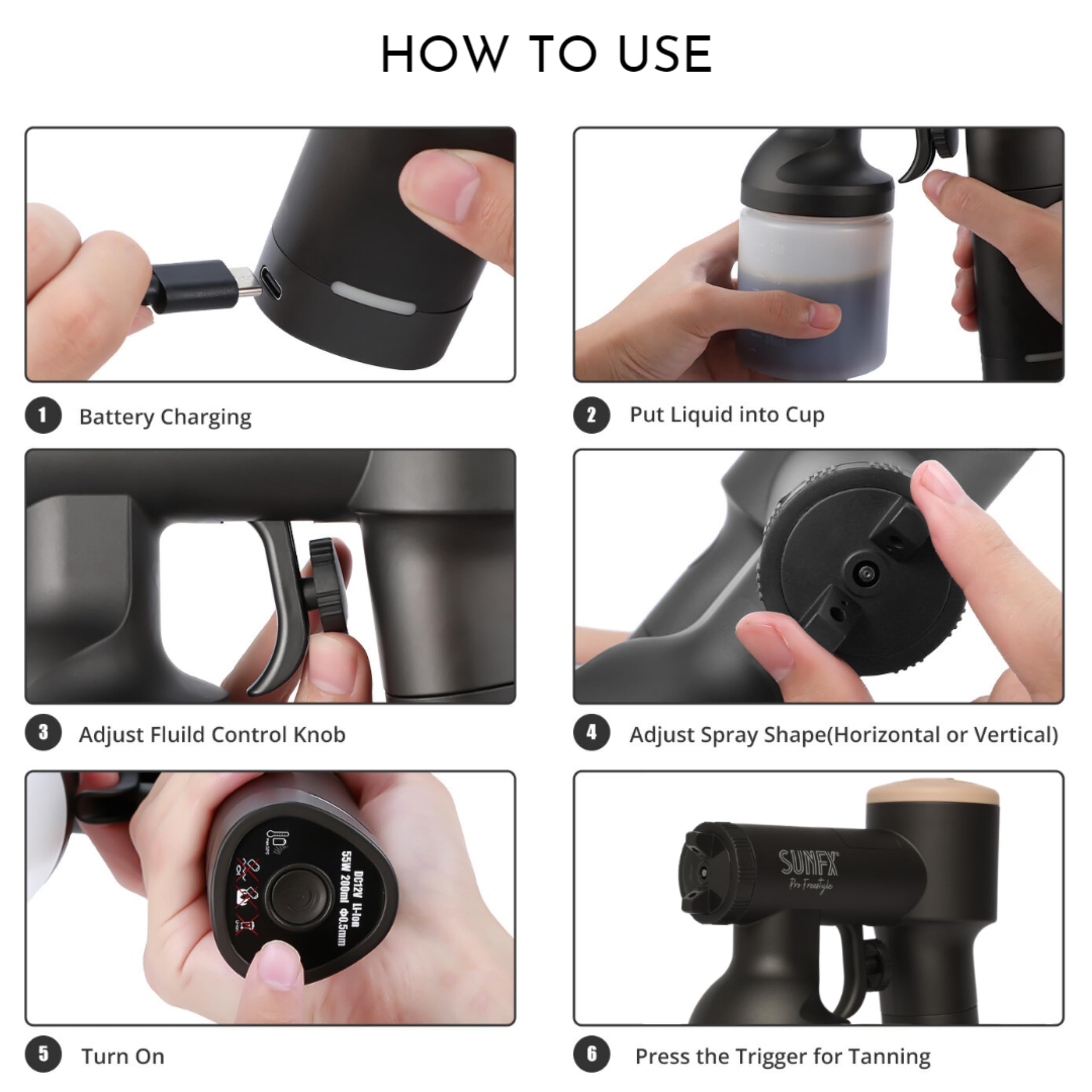 SunFX Pro Freestyle Handheld Spray Tan Gun - Portable & Rechargeable Airbrush Tanning Machine with Carry Case (Latte) | Perfect for Home Use, Salon Professionals & Mobile Spray Tan Services