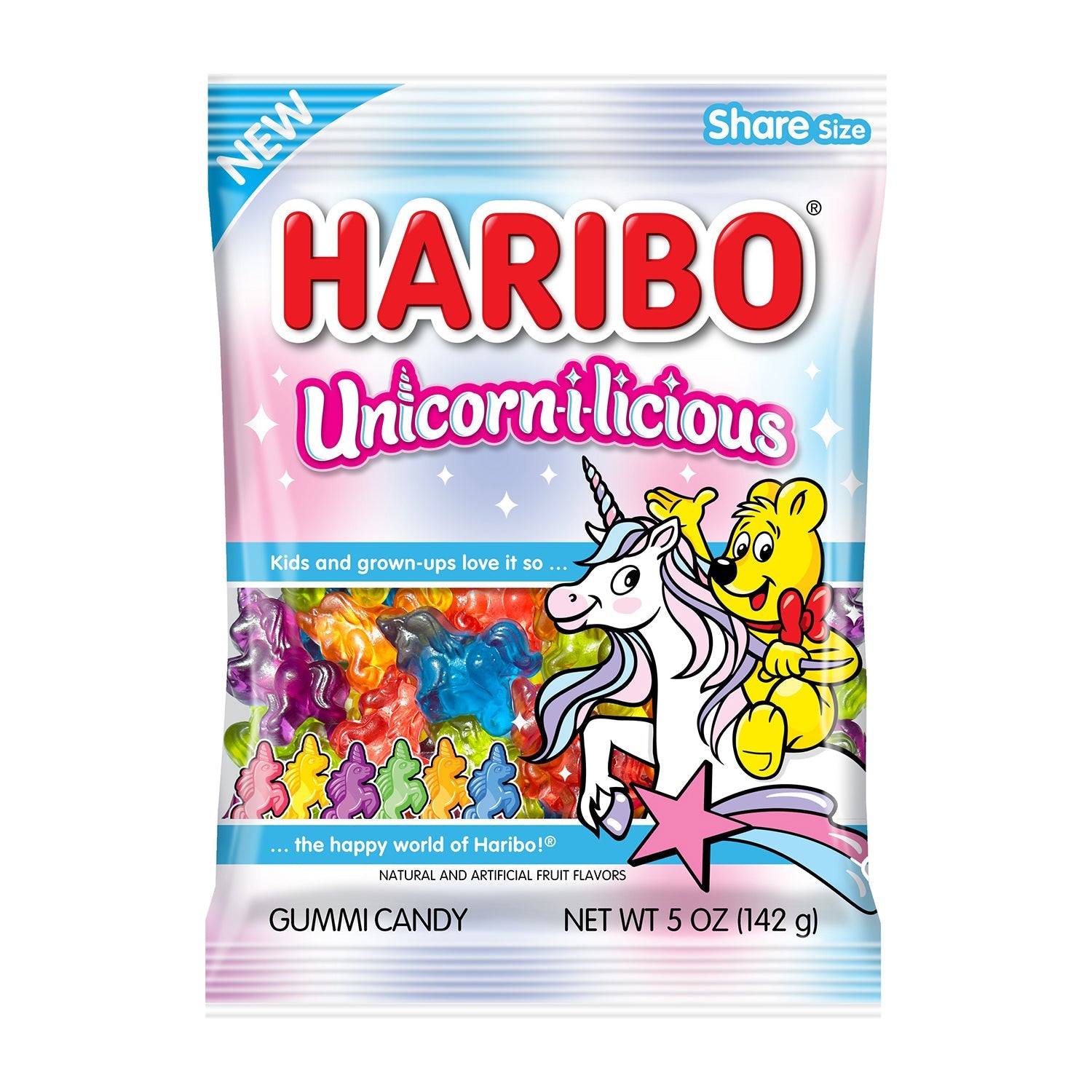 Haribo Unicorn i licious Gummi Candy - 5oz Bags, 12 Pack Case | Sweet & Chewy Unicorn-Themed Gummy Treats for Parties, Snacks & Gift Baskets