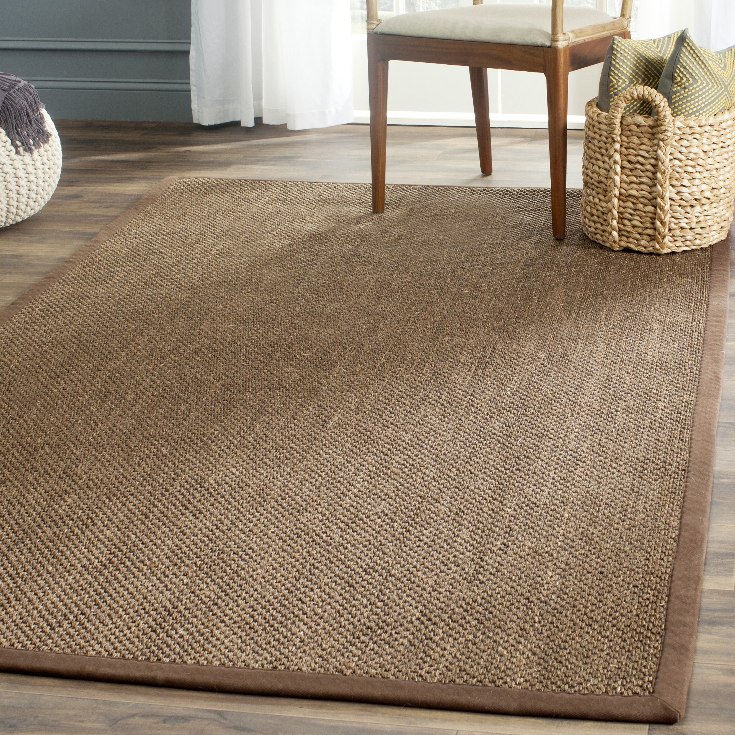 SAFAVIEH Natural Fiber Collection 6'x6' Square Brown Sisal Area Rug with Border - Durable & Stylish Floor Covering for Living Room, Bedroom or Office Decor