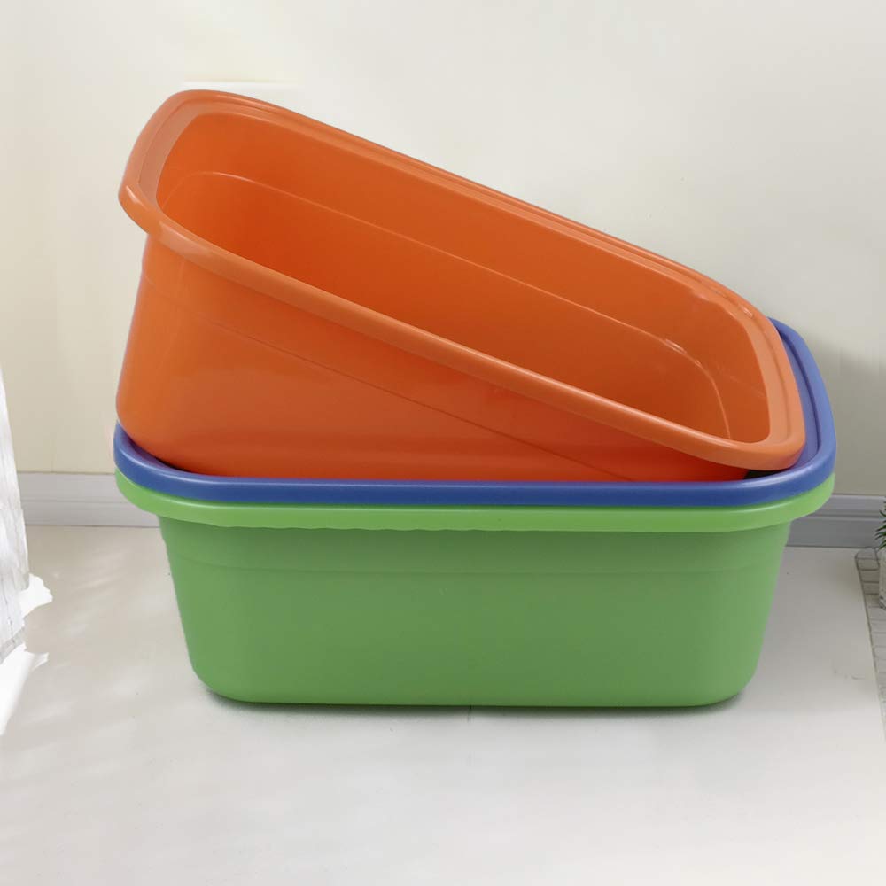 **18 Quart Large Plastic Dish Pans - Set of 3, Heavy-Duty Wash Basin for Kitchen, Bathroom, Laundry & Camping | Durable & Multipurpose Storage Bin**