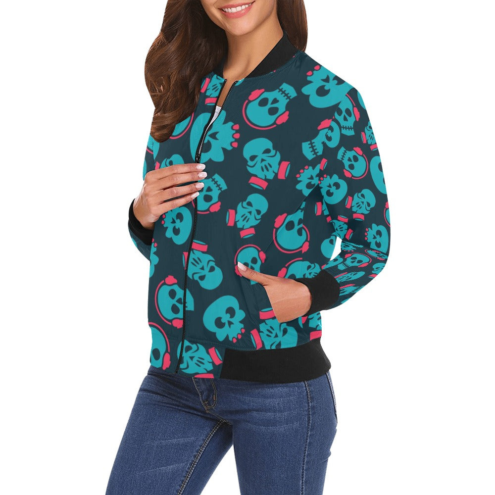 Punk Skulls Bomber Jacket for Men & Women | Edgy Gothic Streetwear Fashion | Perfect for Concerts, Halloween & Alternative Style Outfits
