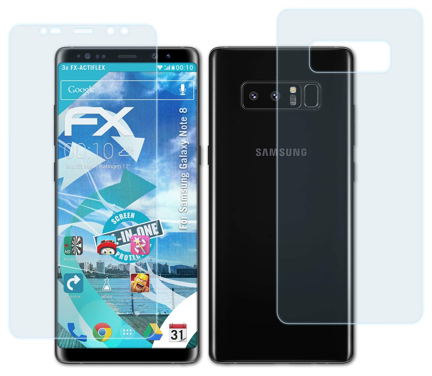**Samsung Galaxy Note 8 Screen Protector (3-Pack) – Ultra Clear, Flexible, Anti-Scratch & Bubble-Free – Perfect for Work, Travel & Daily Protection**