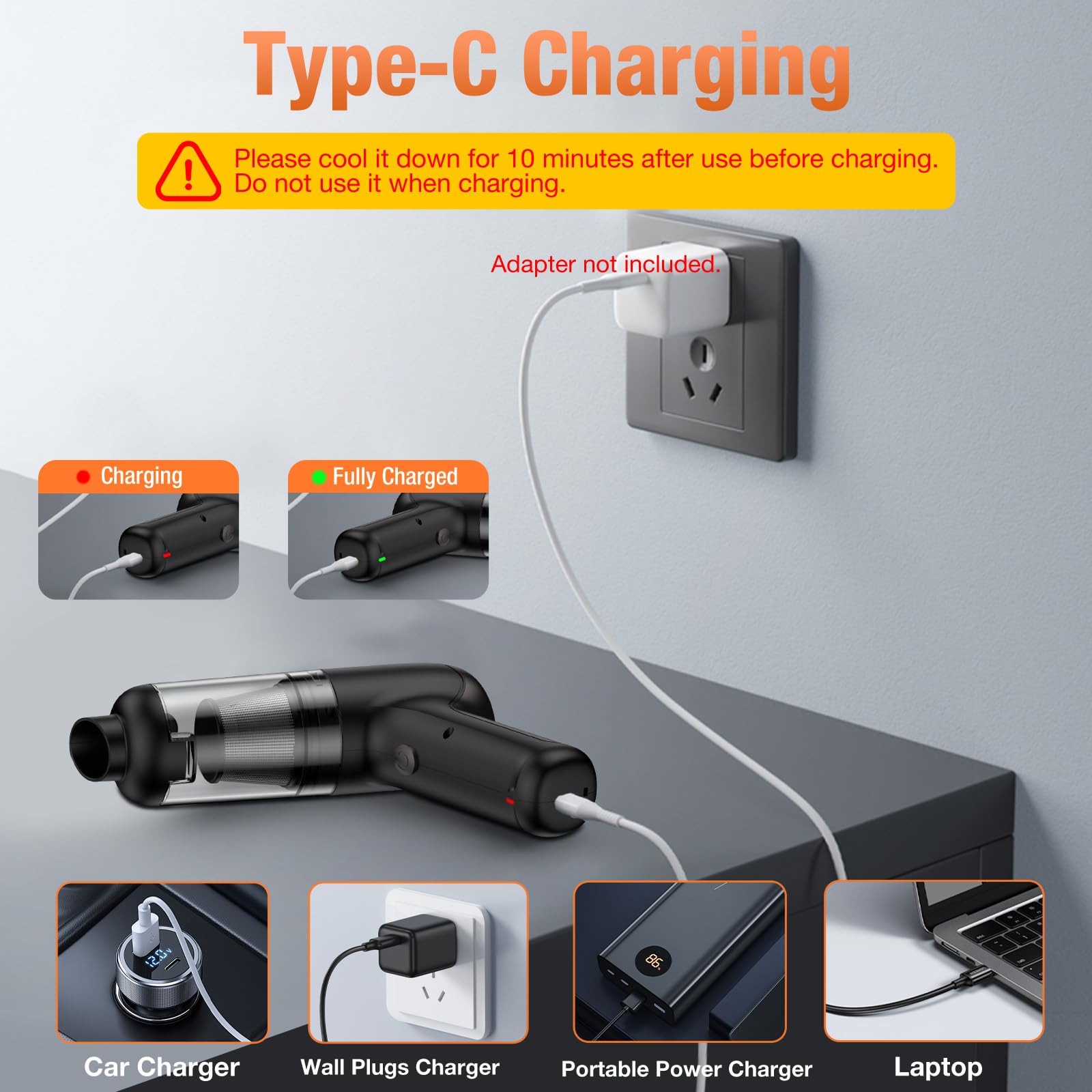 Rechargeable Cordless Handheld Mini Air Blower & Car Vacuum Cleaner - 18000Pa High Power Brushless Motor Electric Air Duster for Home, Car, Office & Workspace | Perfect for Cleaning Keyboards, Vents, Car Interiors & Small Spaces