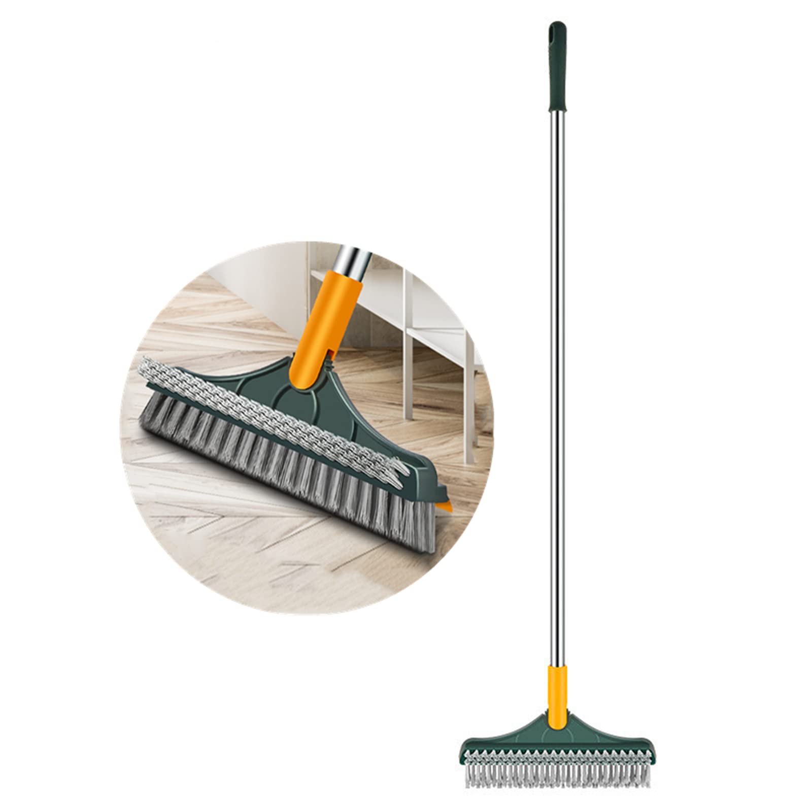 Upgraded 3-in-1 Multi-Surface Cleaning Brush - Adjustable V-Shape Scrub Brush with 180° Rotating Removable Head & Flat Brush - Perfect for Floors, Bathrooms, Kitchens, RVs, Tiles, Grout & Hard-to-Reach Areas - Heavy Duty Cleaning Tool for Home & Outdoor Use