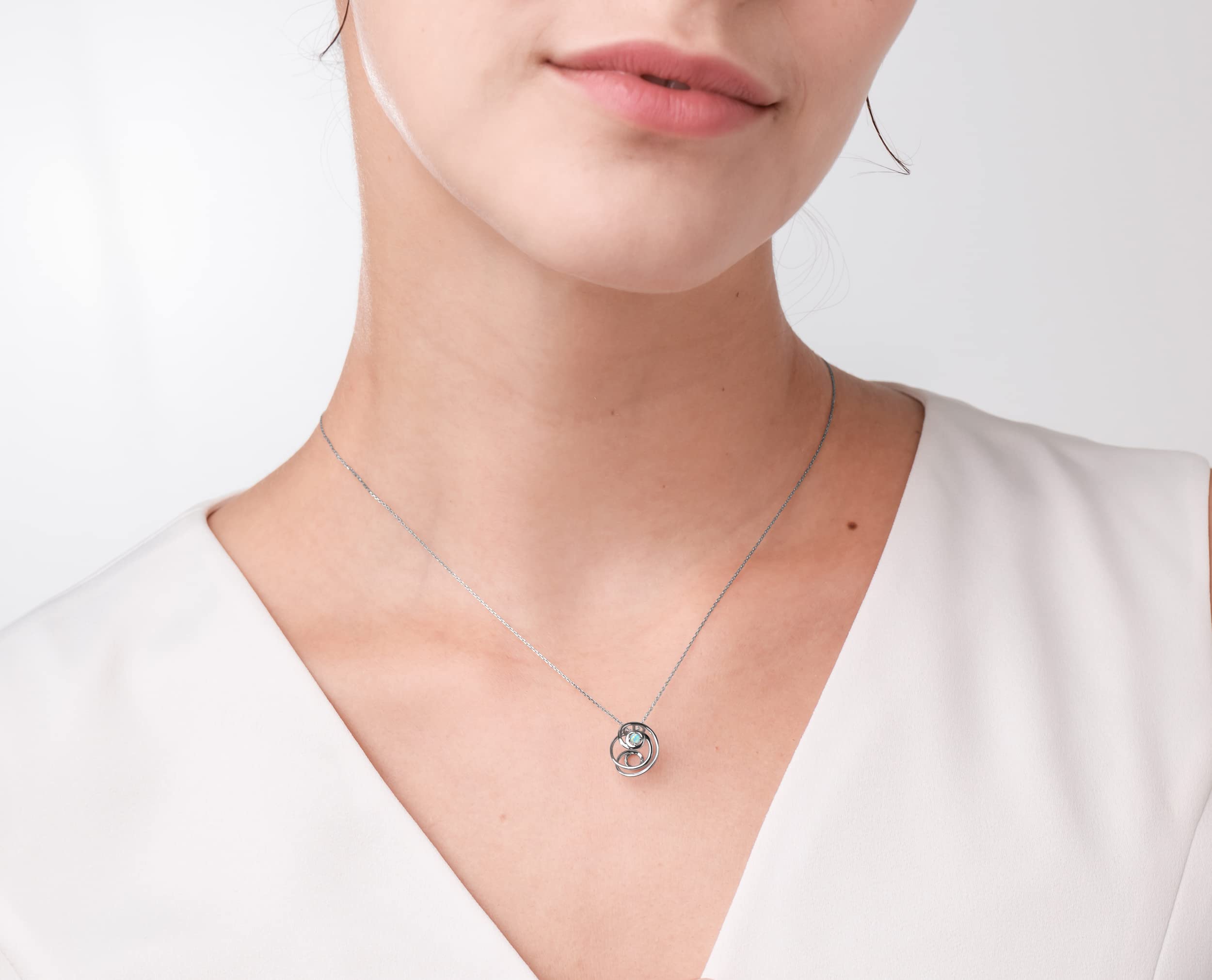 Moonstone Charm Necklace - Dainty Minimalist June Birthstone Pendant - Delicate Circle Black Gold Jewelry for Women - Perfect Gift for Birthday, Anniversary & Everyday Wear
