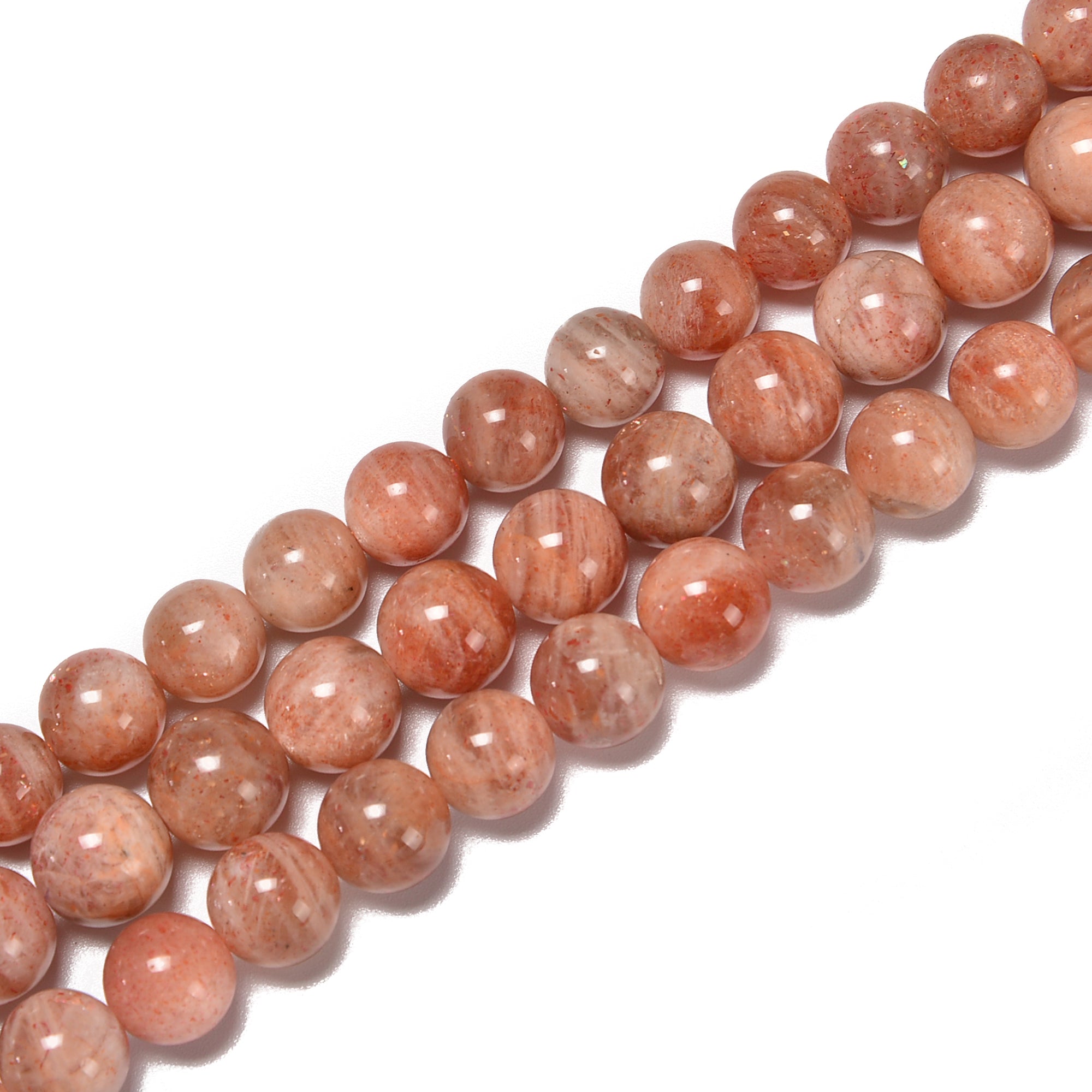 Premium Natural Sunstone Lepidocrocite Beads - 6mm to 11mm Smooth Round Gemstones for Jewelry Making - 15.5 Inch Strand - Perfect for Bracelets, Necklaces & DIY Craft Projects