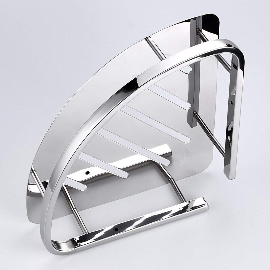 JAGGER JAG193 18x5 Inch 304 Stainless Steel Corner Shelf - Wall Mounted Bathroom & Kitchen Organizer, Chrome Finish (2-Pack) - Perfect for Small Spaces, Shower Storage & Kitchen Organization
