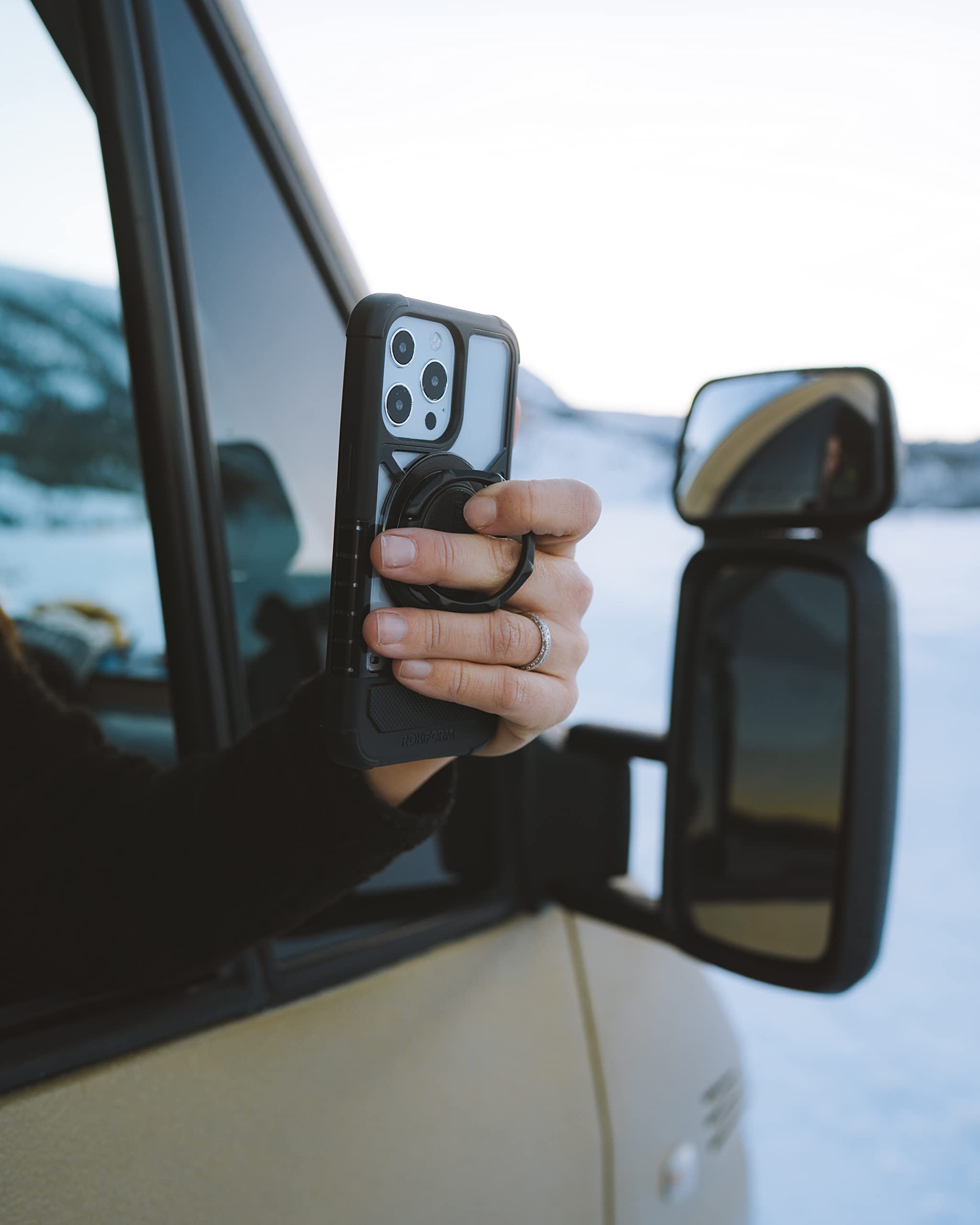 RokLock Series Crystal Case for iPhone 12/12 Pro with Twist Lock Sport Ring Stand & Grip - Shockproof Protective Cover for Outdoor Activities, Cycling & Workouts