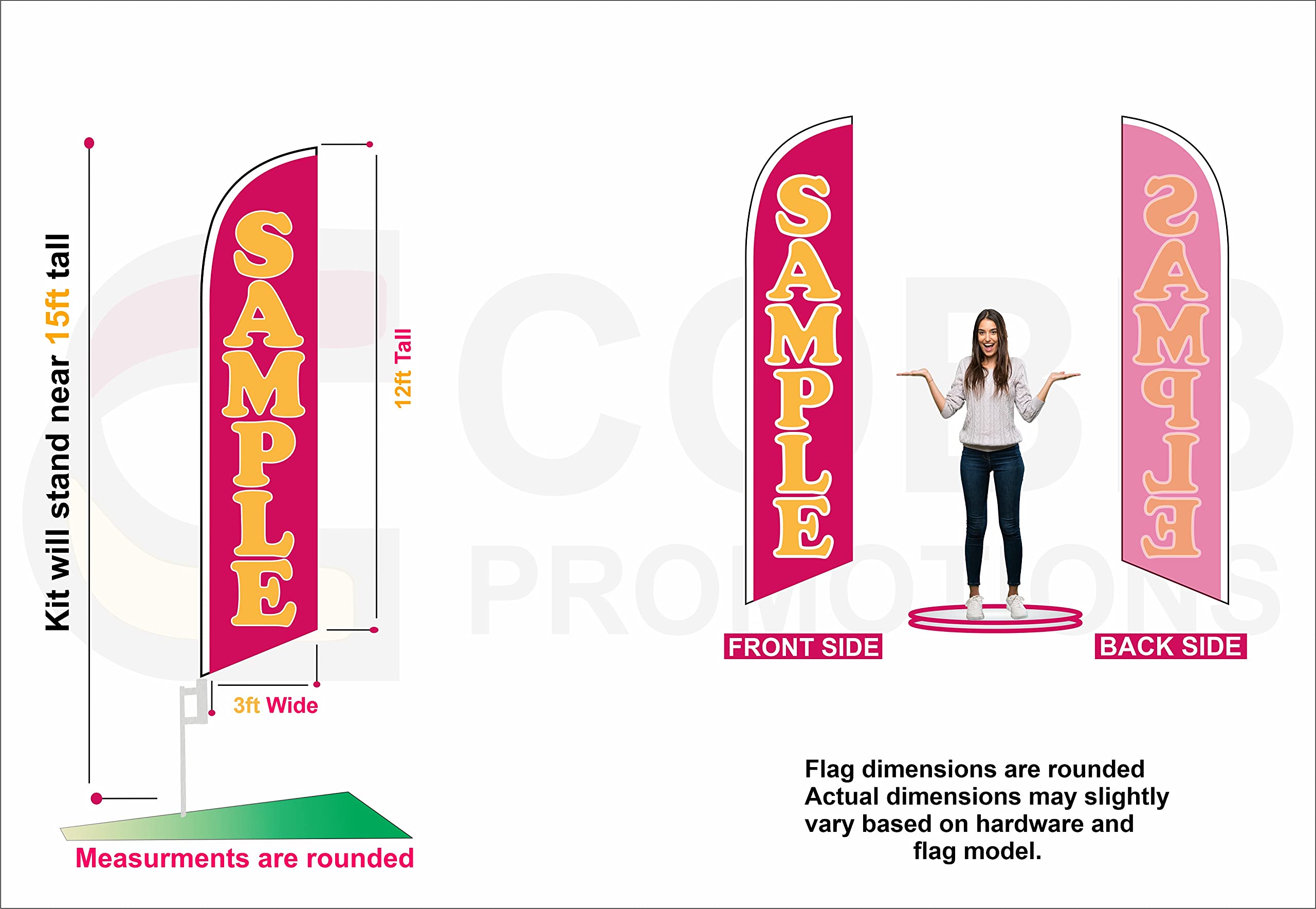 Halloween Feather Flags for Business Advertising - Complete Kit with 2 Flag Poles & Ground Spikes | Outdoor Halloween Decorations for Storefronts, Parties & Events
