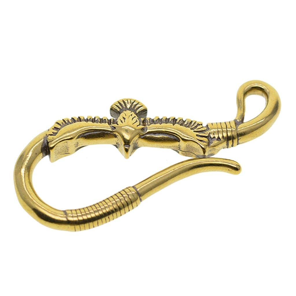 Punk Rock Brass Keychain - Heavy Duty Biker Key Wallet Hook for Jeans & Belts - Perfect for Motorcycle Riders, Fashion Accessories & Everyday Carry (EDC)