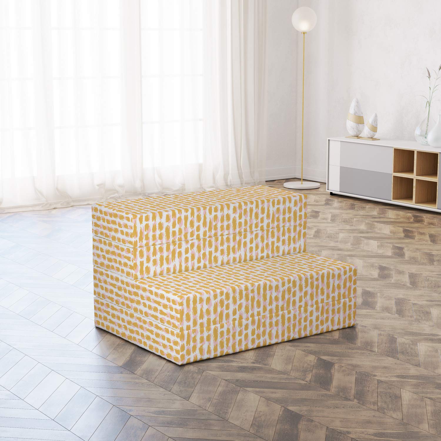 Ambesonne Pastel Foldable Mattress - Sketchy Stains Brush Strokes Design, 74.8