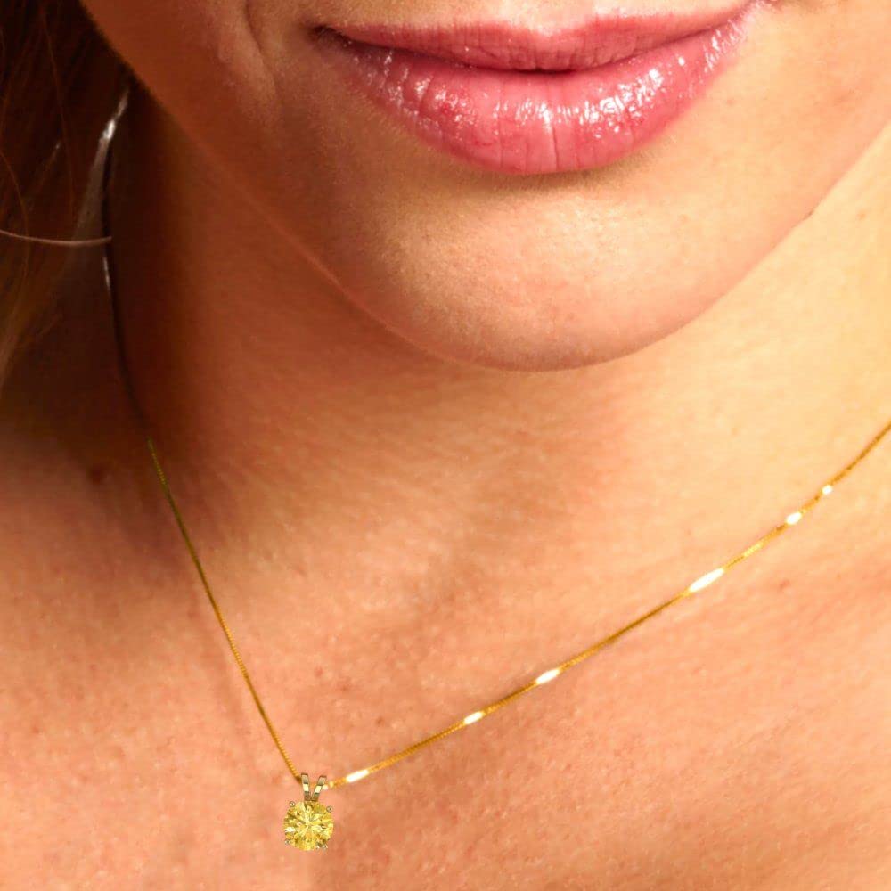 0.50ct Yellow Simulated Diamond Necklace - 18K Gold Pendant for Gifts & Parties