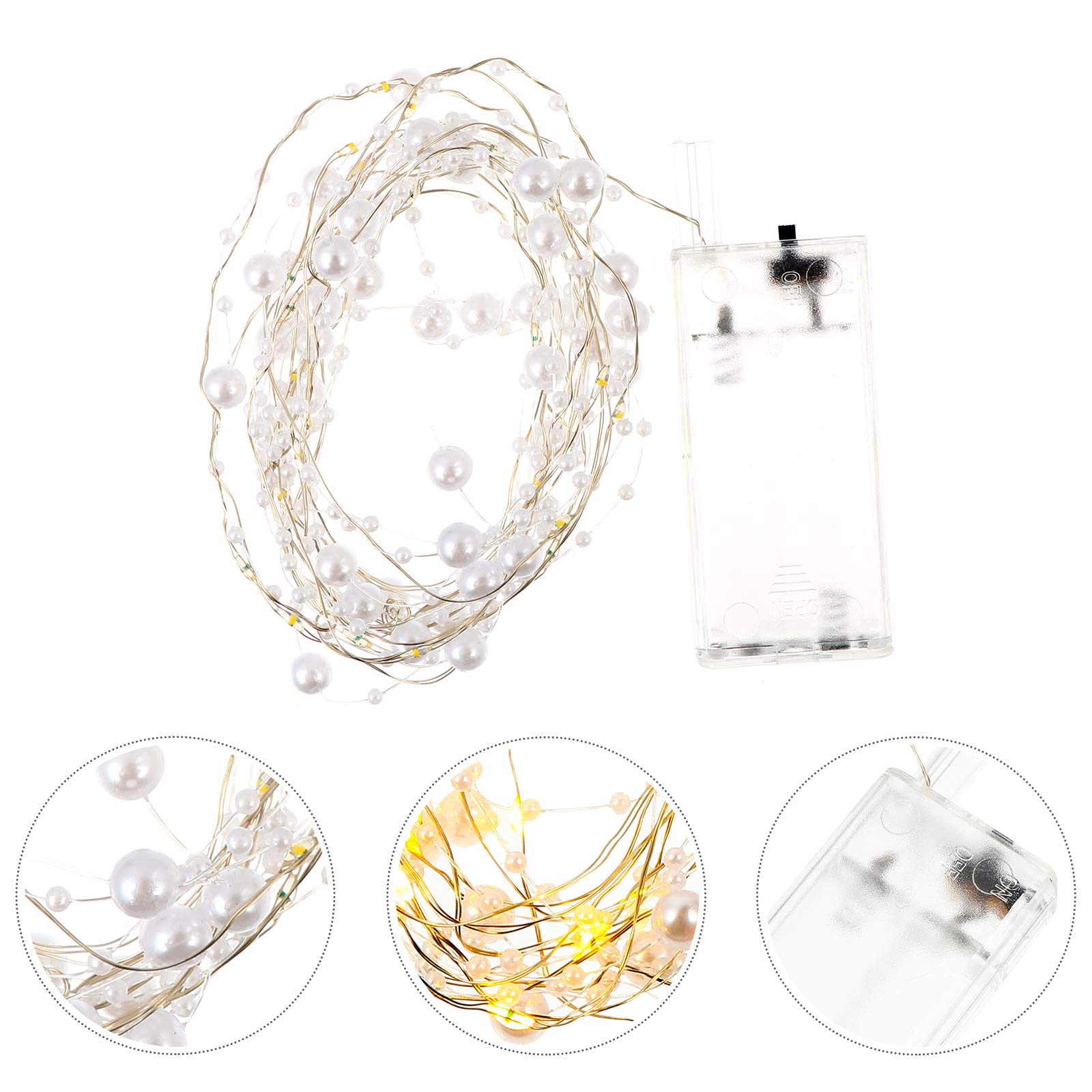 SOLUSTRE LED String Lights - Warm White Fairy Lights with Copper Wire for Bedroom, Pathway, and Outdoor Decor | Durable Plastic Wreath & Pearl Design for Wedding, Party, Garden, and Holiday Lighting