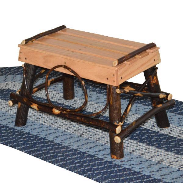 Premium Hickory Wood Foot Stool - Rustic Home Decor, Comfortable Ottoman for Living Room, Bedroom & Office - Handcrafted Solid Wood Furniture for Relaxing & Extra Seating